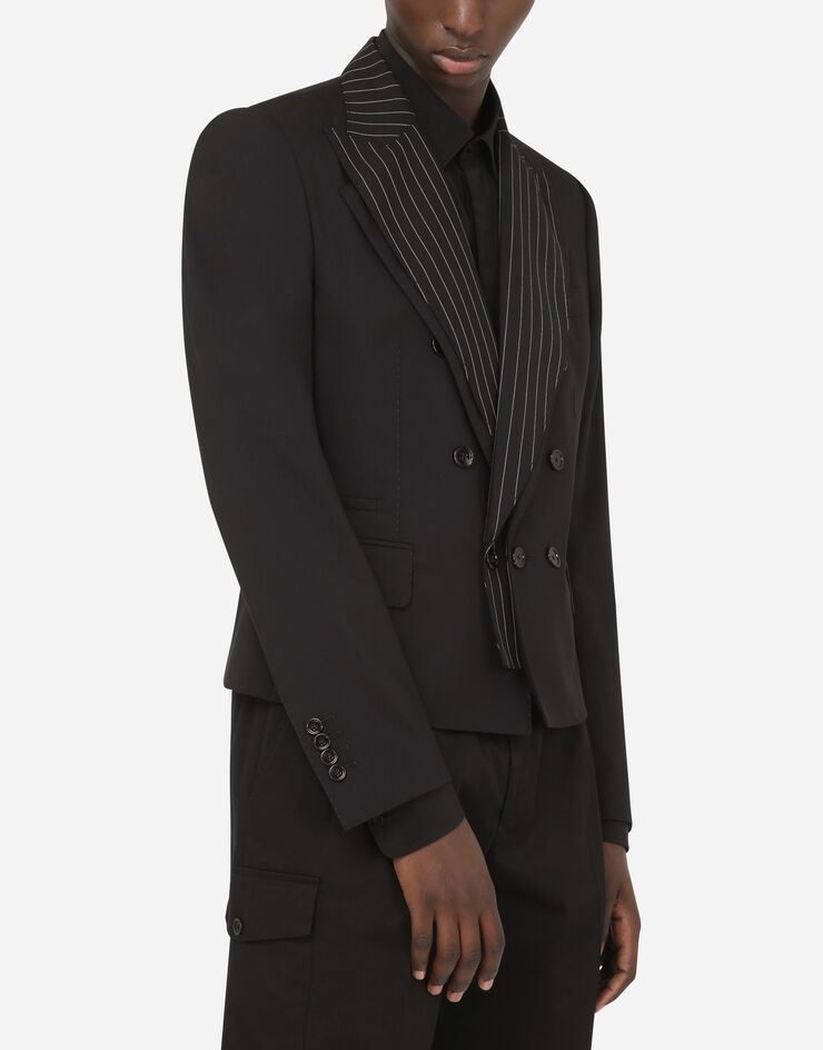 Wool Sicilia-fit jacket with contrasting pinstripe - 5