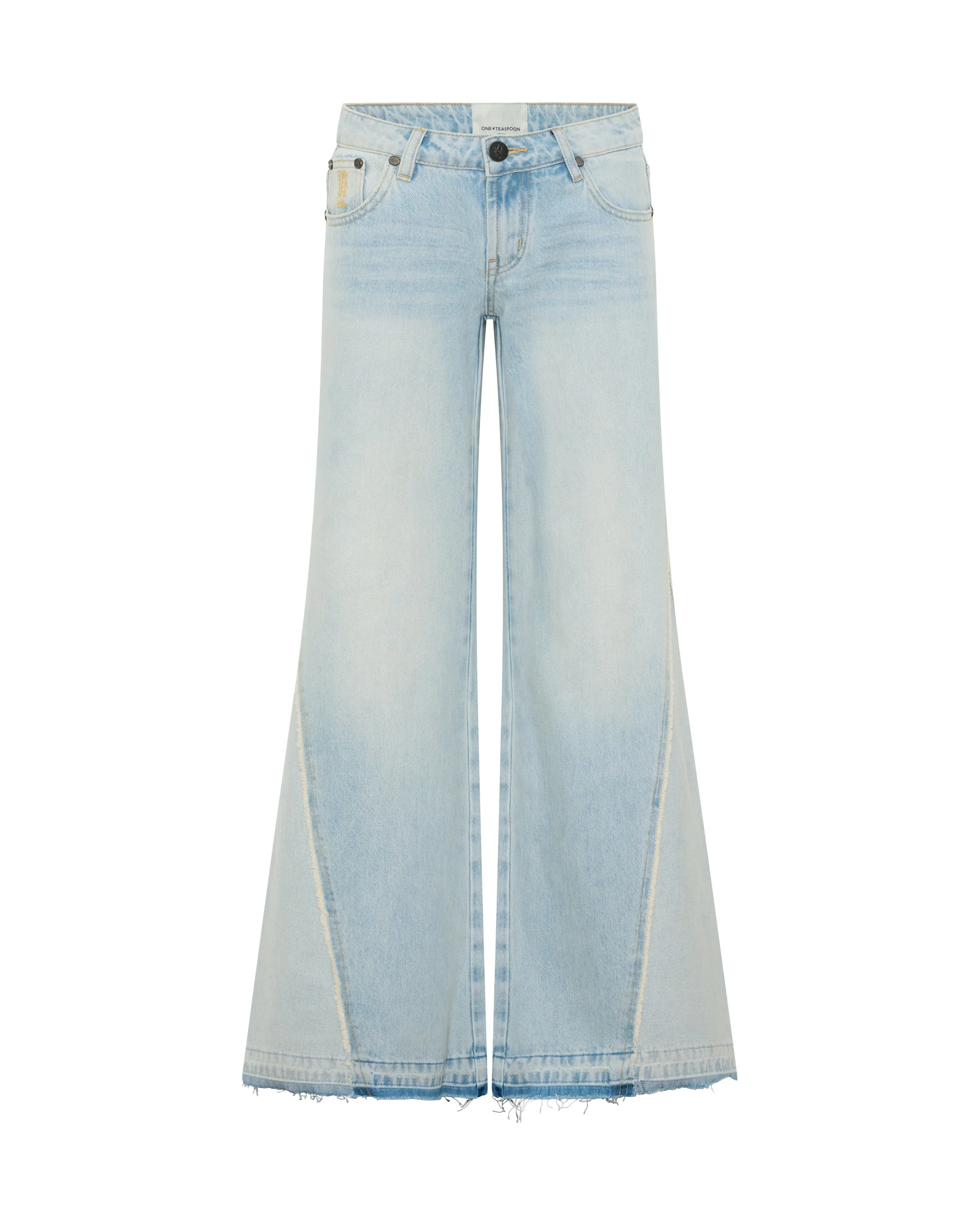 Johnnies Low Waist Wide Leg Flared Denim Jeans - Cosmic Blue - 1