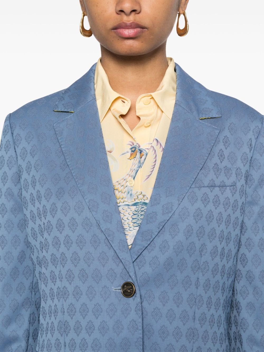 patterned-jacquard wool blazer - 5