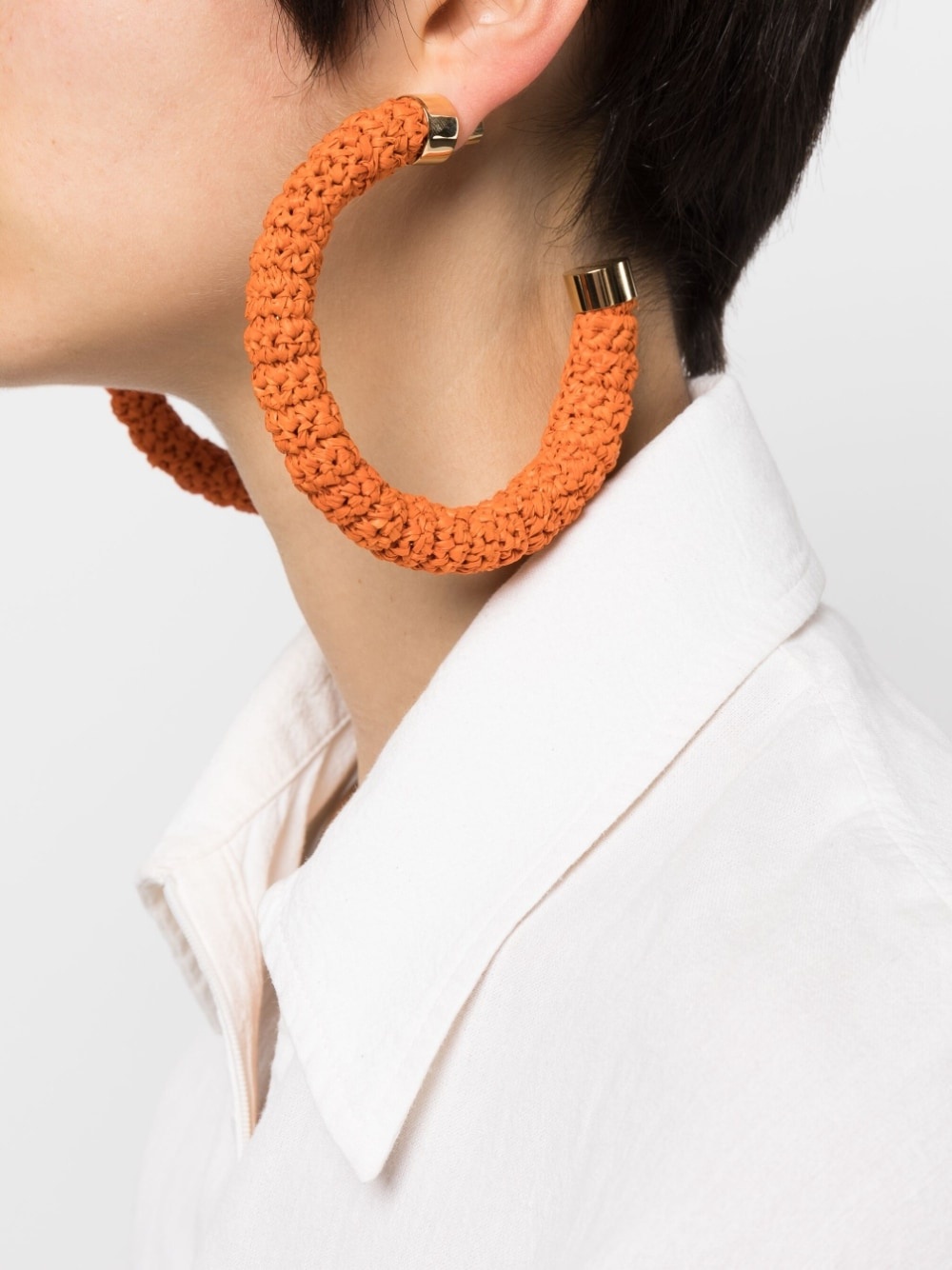 raffia hoop earrings - 2