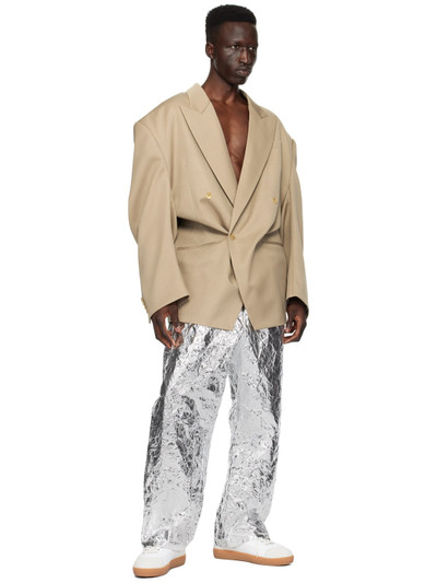 HED MAYNER Silver Crinkled Trousers outlook