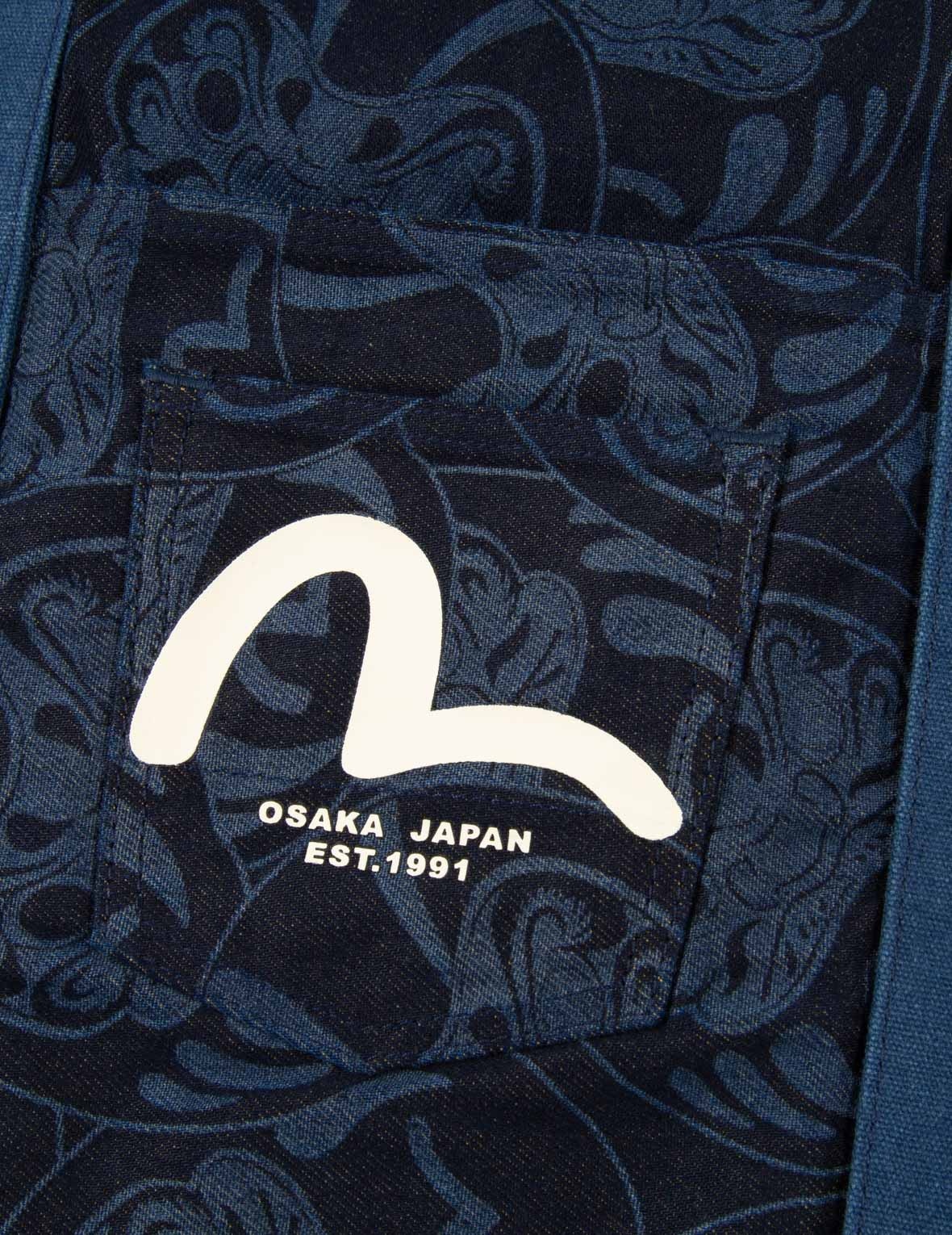 ALLOVER DARUMA DISCHARGED-PRINT DENIM TOTE BAG - 4