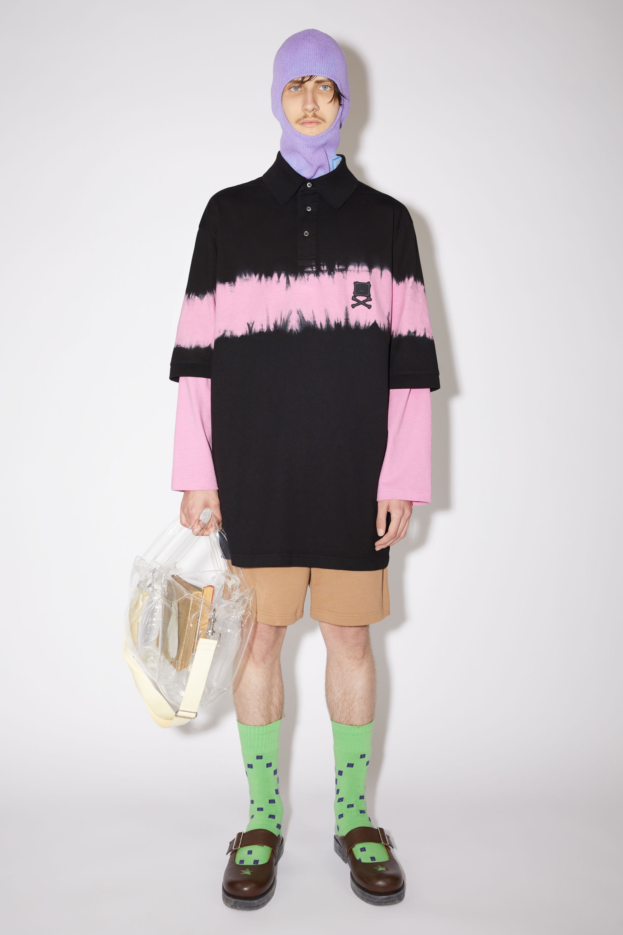Tie-dye stripe polo t-shirt - Black - 2