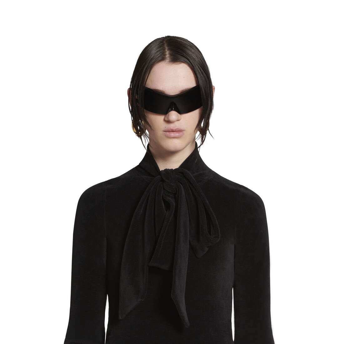 Women's Scarf Fitted Turtleneck in Black - 5