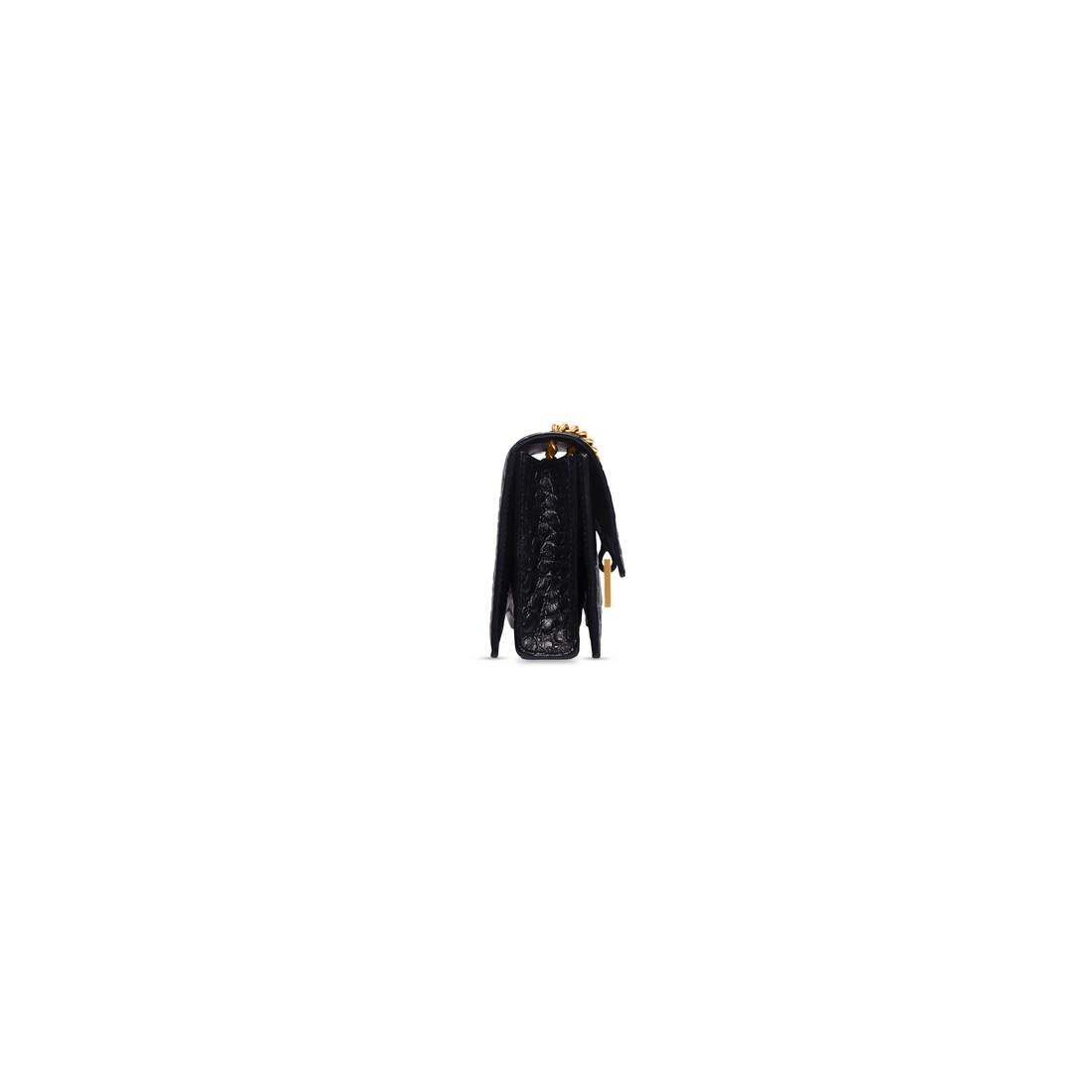 Women's Crush Xs Chain Bag Crocodile Embossed  in Black - 5