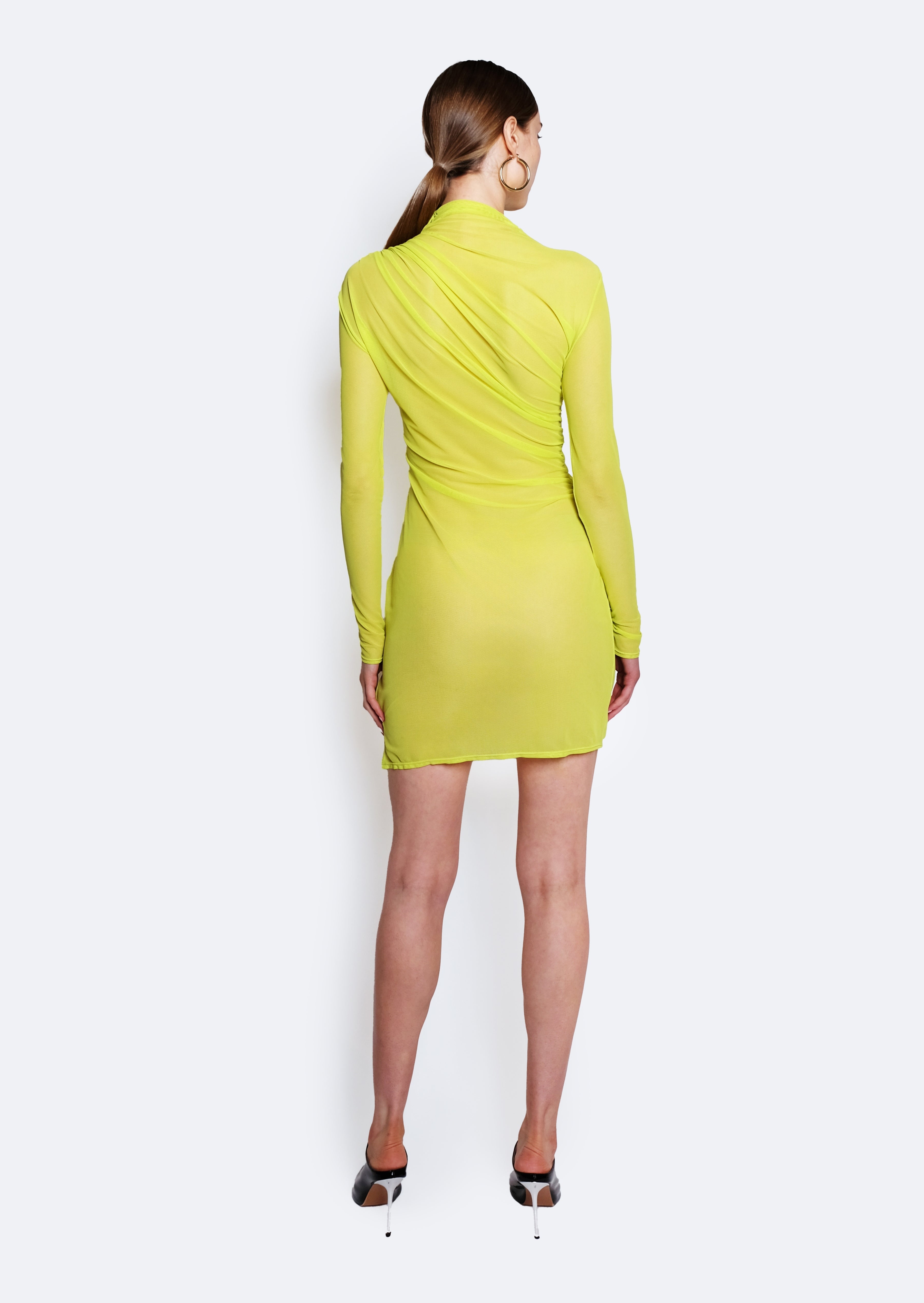 Mesh Draped Mini Dress - 3