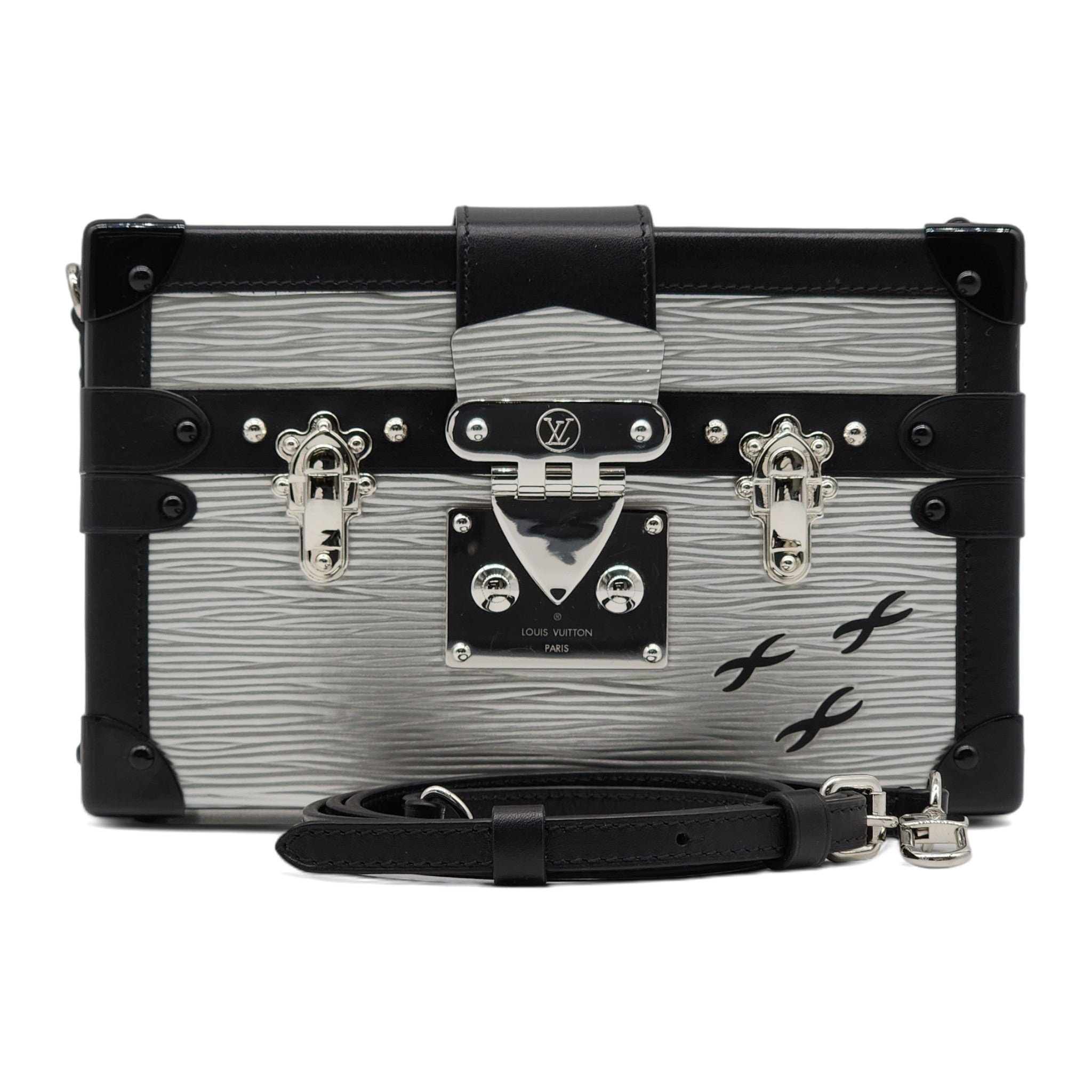 Louis Vuitton Epi Petite Malle Trunk Clutch Shoulder Bag M55309 in Silver - 11