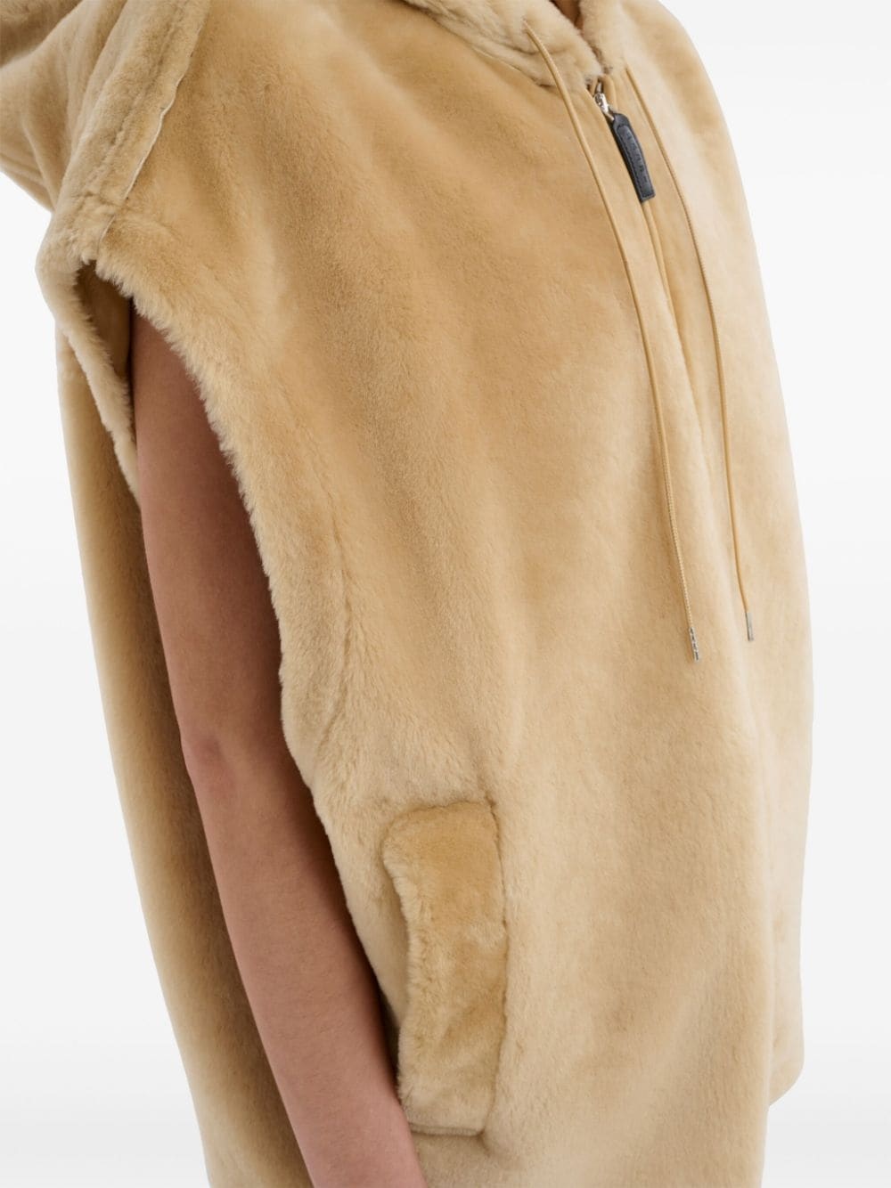 hooded shearling waistcoat - 6