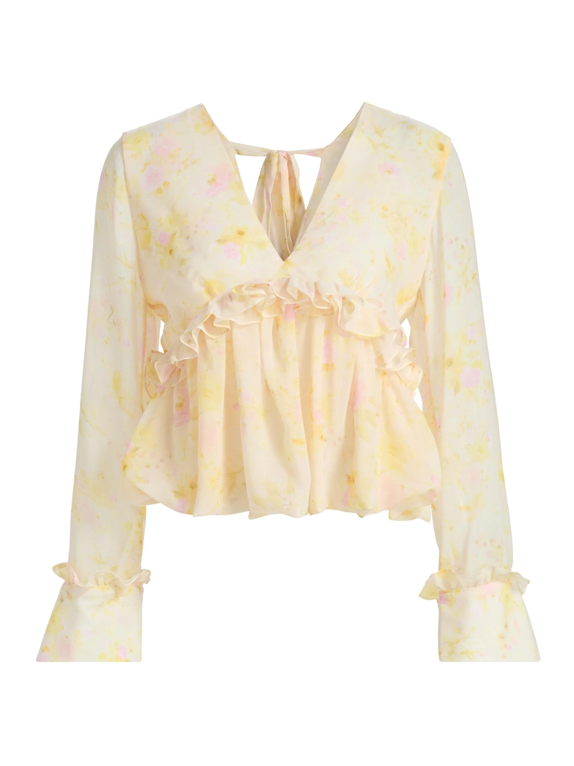 Women's Cynthi Peony Chiffon Blouse - Yellow - 1