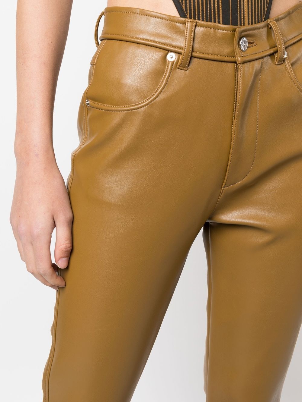 leather-effect straight-leg trousers - 5