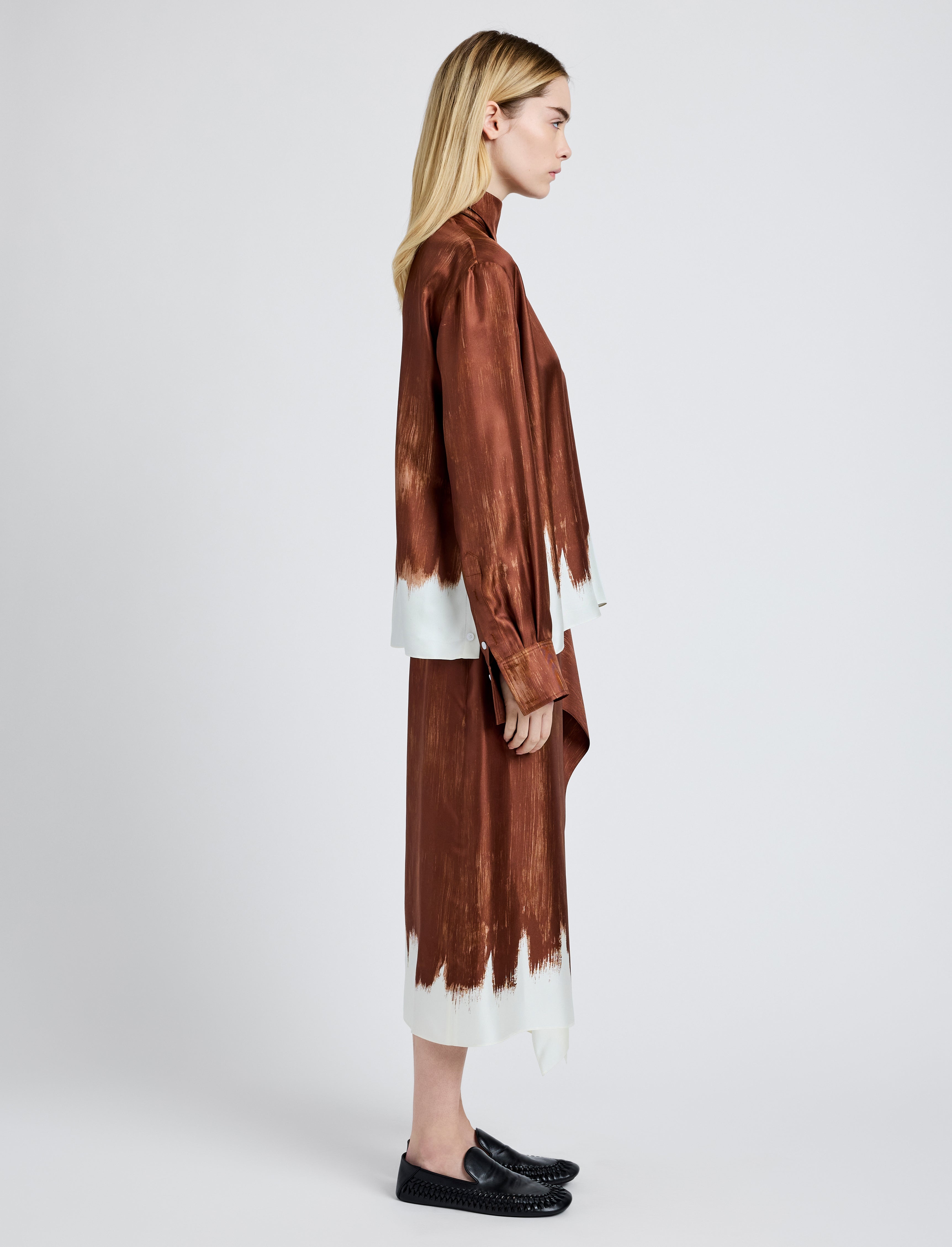 Amery Skirt in Double Printed Silk Twill - 3