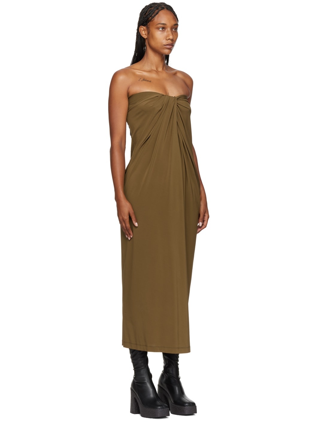 SSENSE Exclusive Khaki Knotted Midi Dress - 2