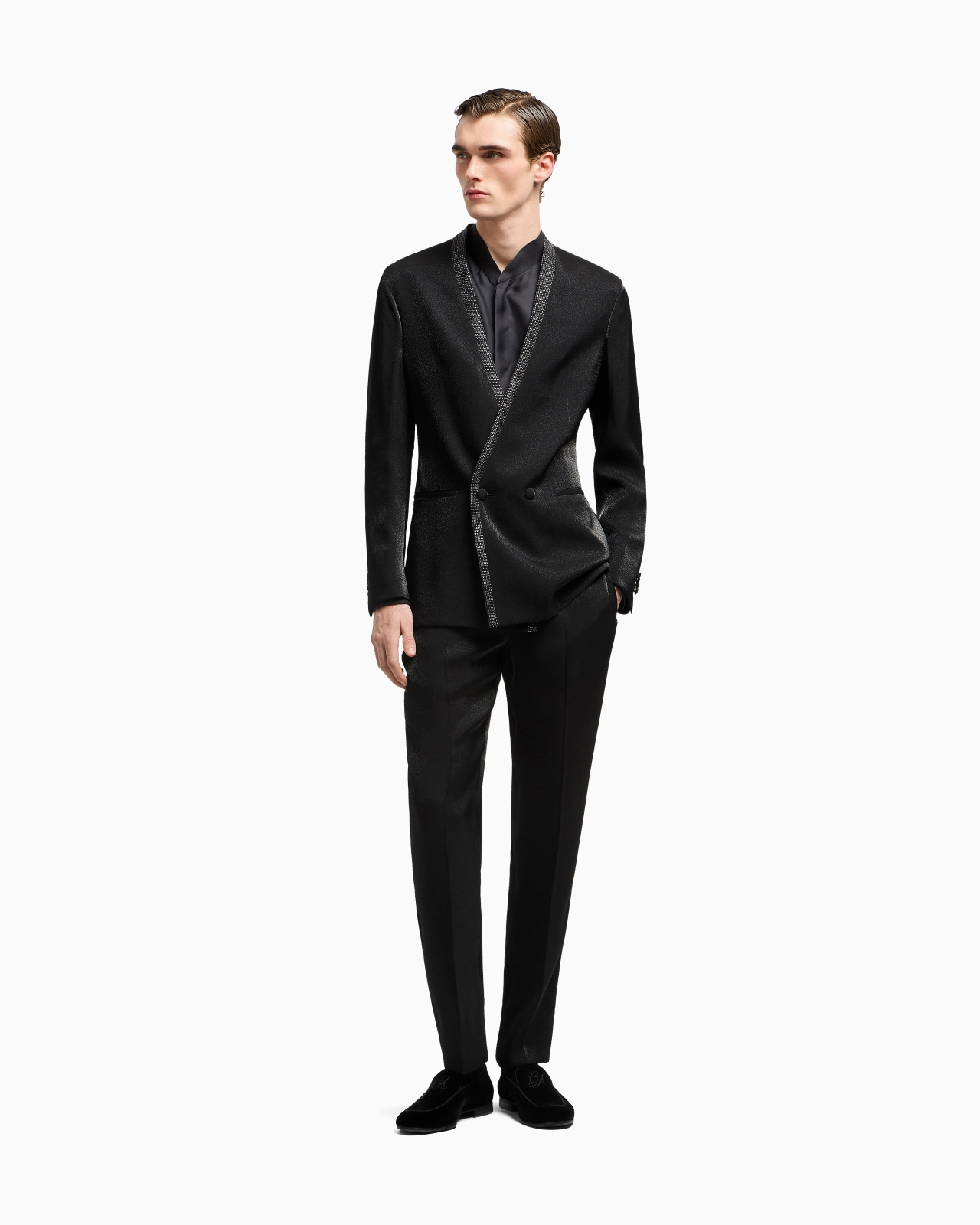 UPTON LINE TUXEDO JACKET IN A VISCOSE BLEND WITH RHINESTONES - 2