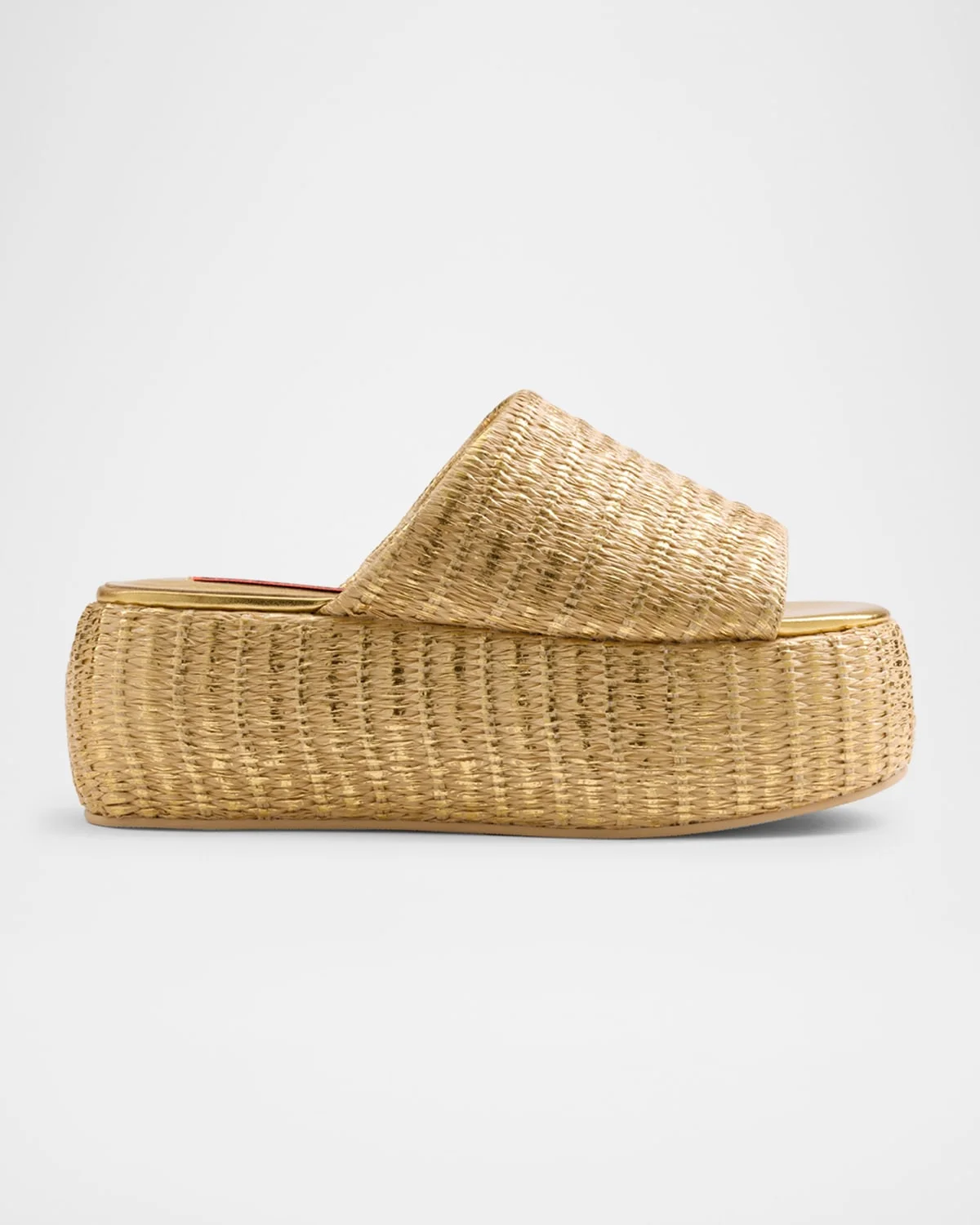 Metallic Raffia Cloudy Platform Sandals - 1