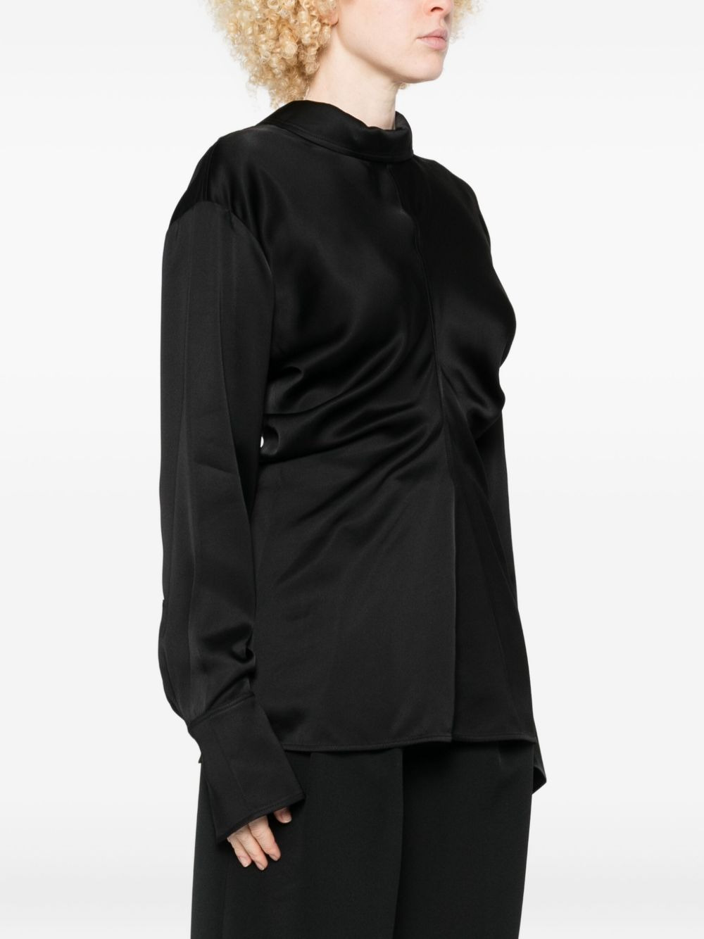 Slouch zip-front draped blouse - 3