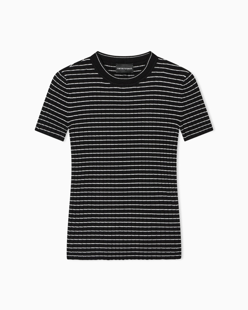 RIBBED T-SHIRT WITH STRIPED MOTIF 1