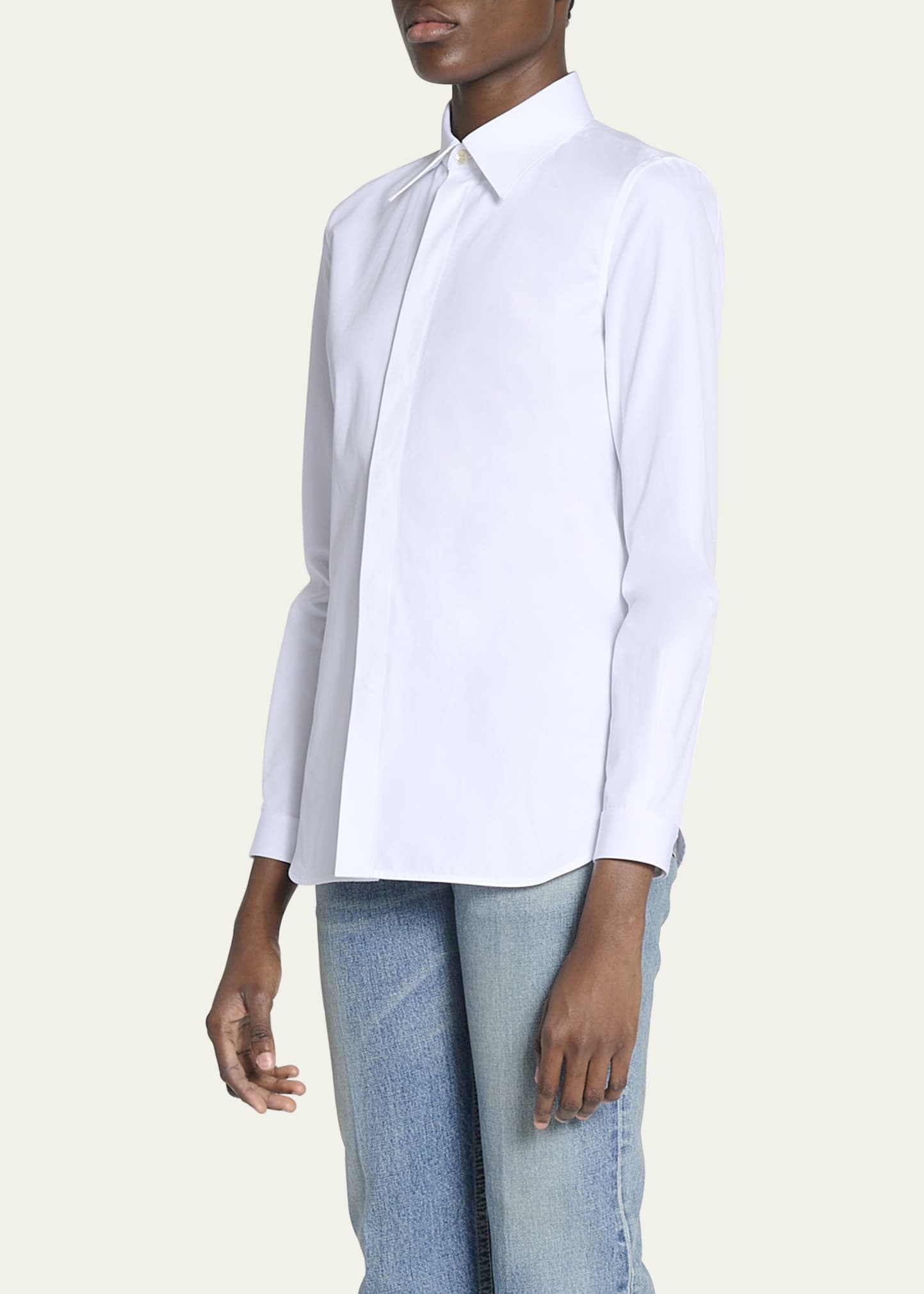 Cotton Button-Front Blouse - 4