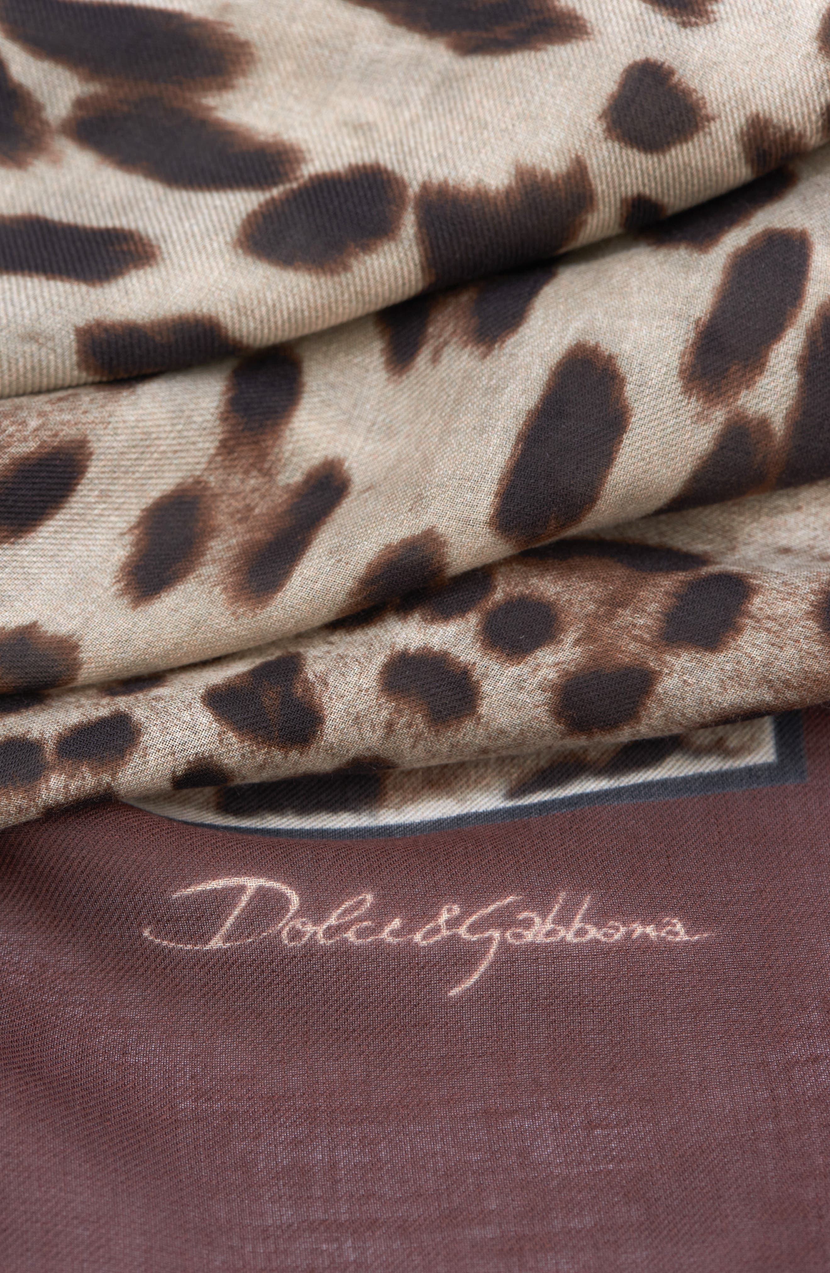 Leopard Print Signature Border Scarf - 4