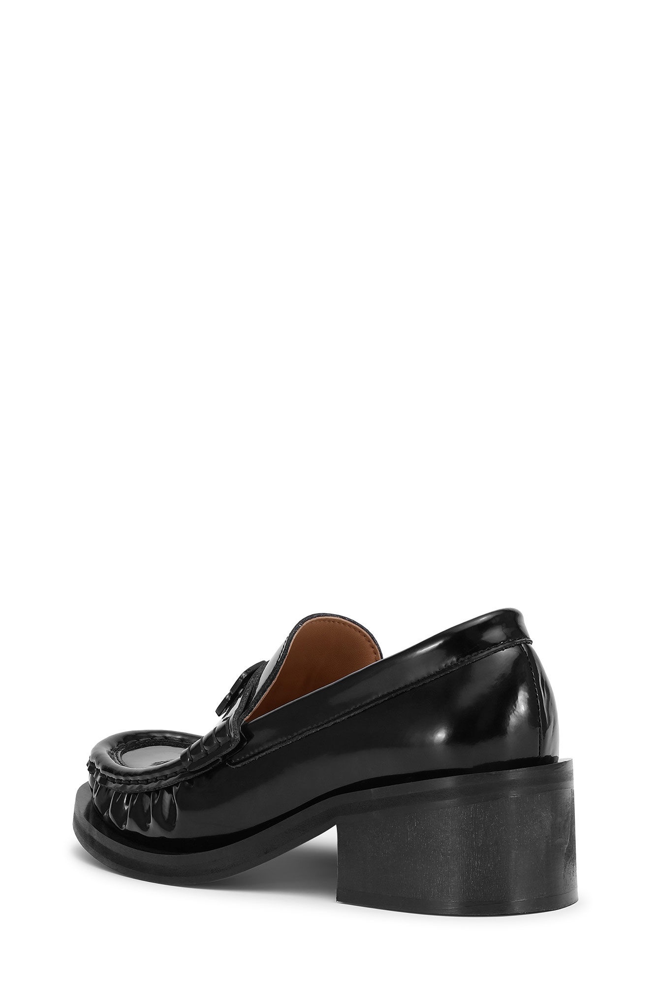 BLACK BUTTERFLY LOGO MID HEEL LOAFERS - 3