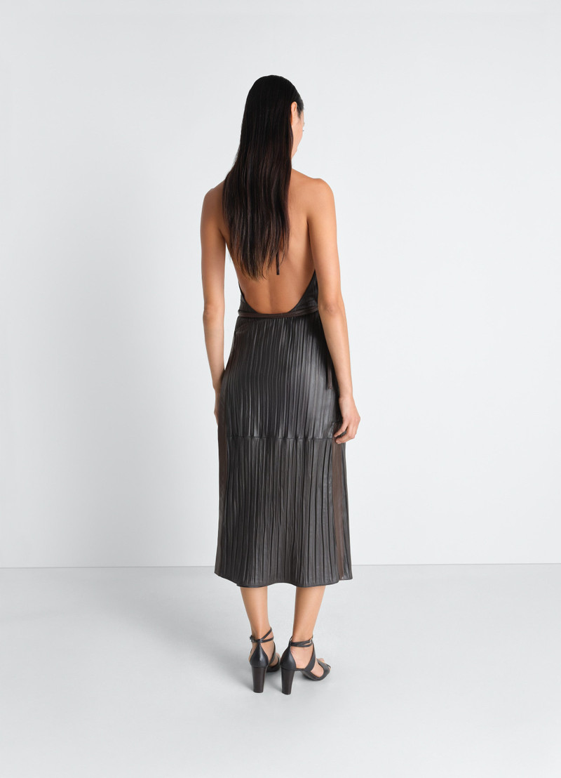 LEATHER APRON DRESS IN CRINKLE LAMB LEATHER 6