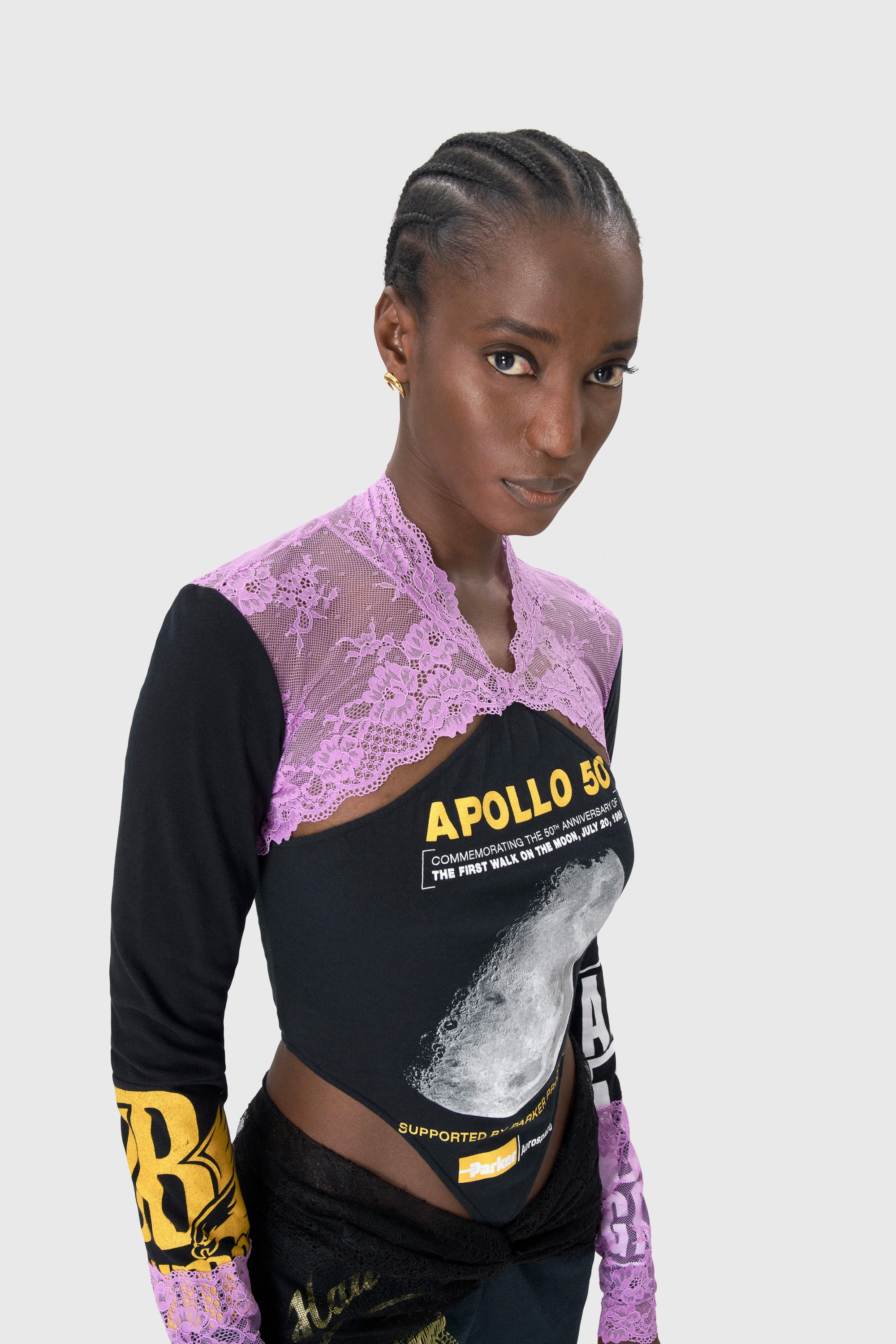 Regenerated T-Shirts And Lace Midi Dress - 3