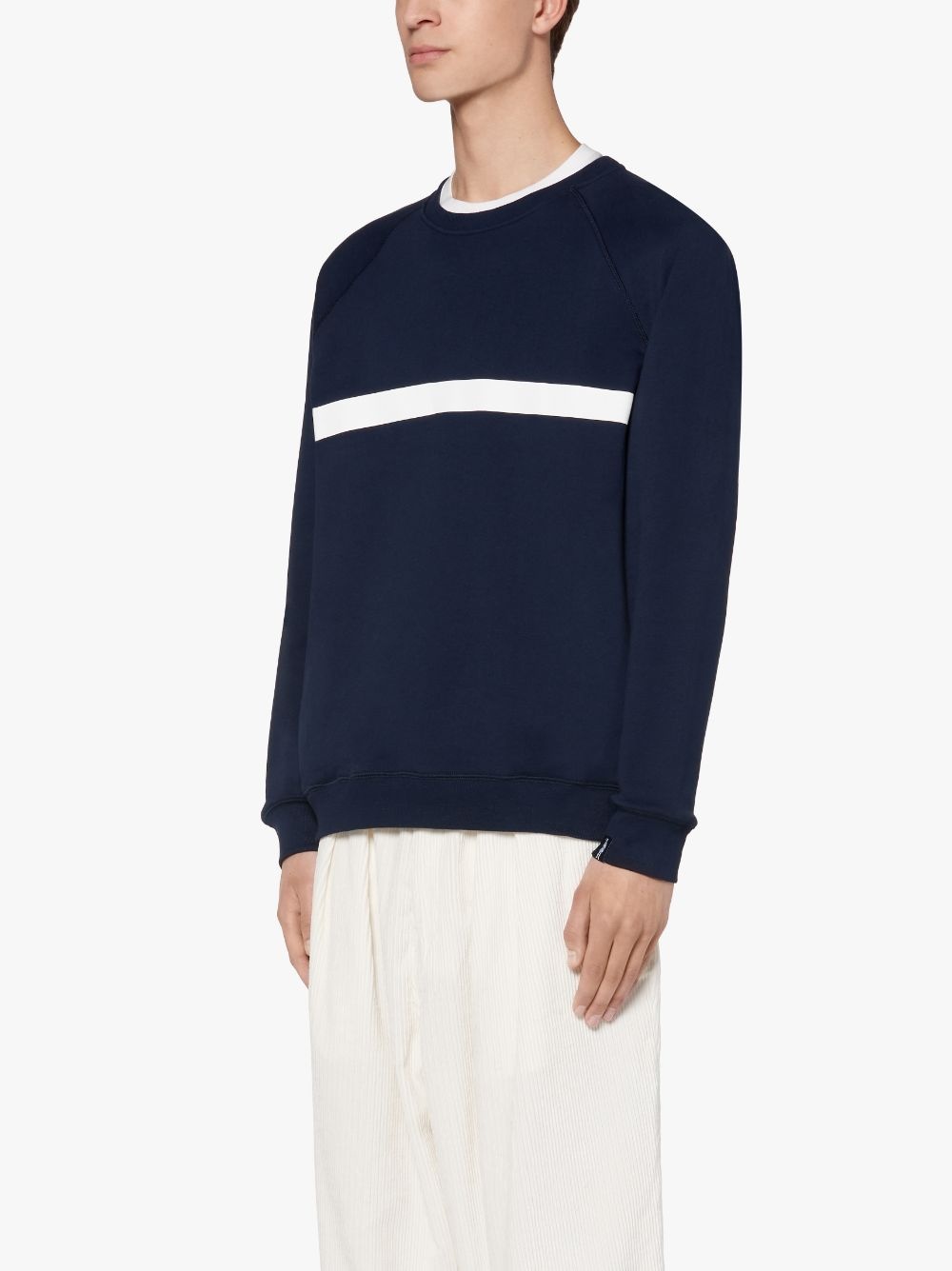 NAVY X WHITE COTTON CREW NECK SWEATSHIRT | GJM-207 - 3