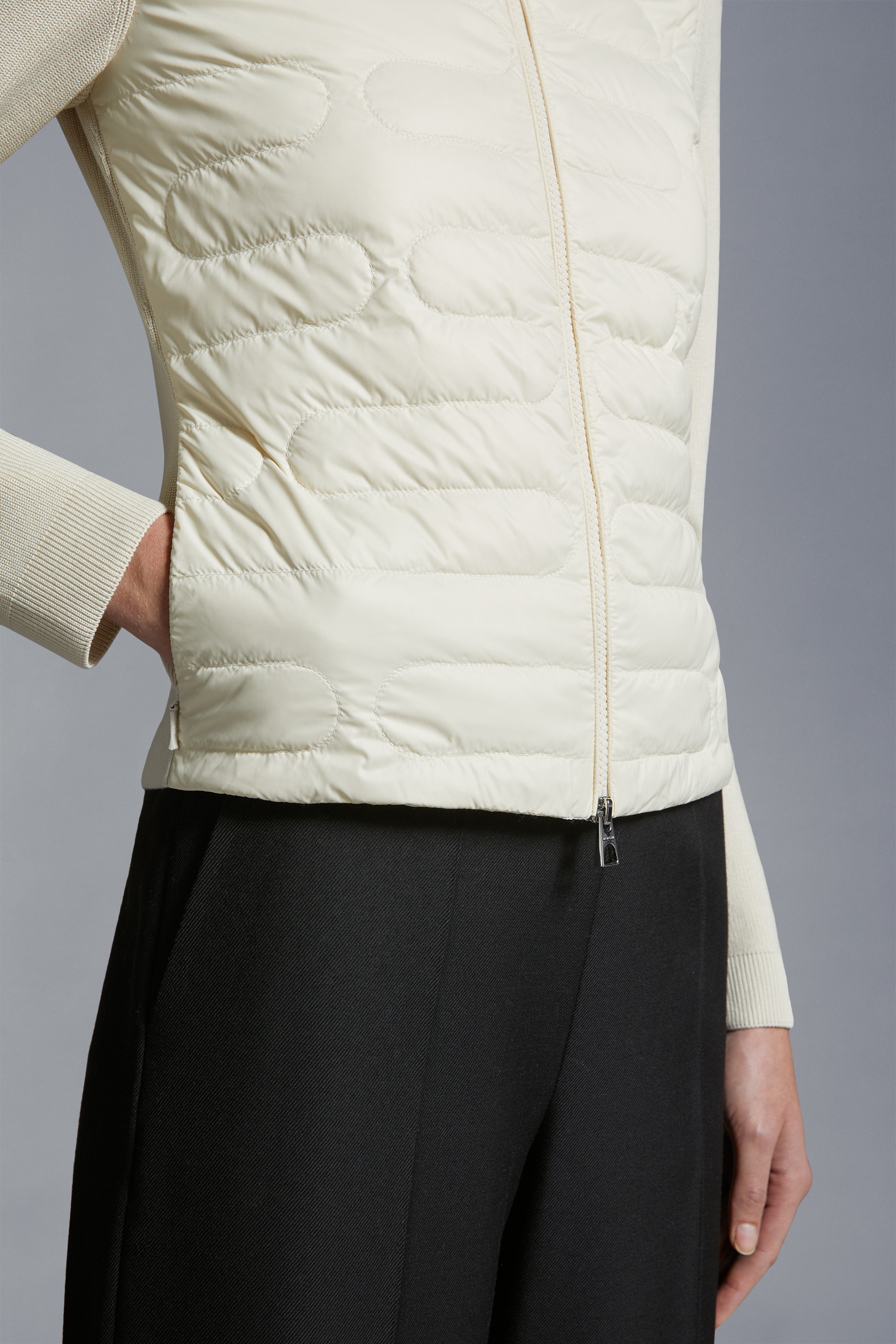 Padded Cotton Zip-Up Cardigan - 6