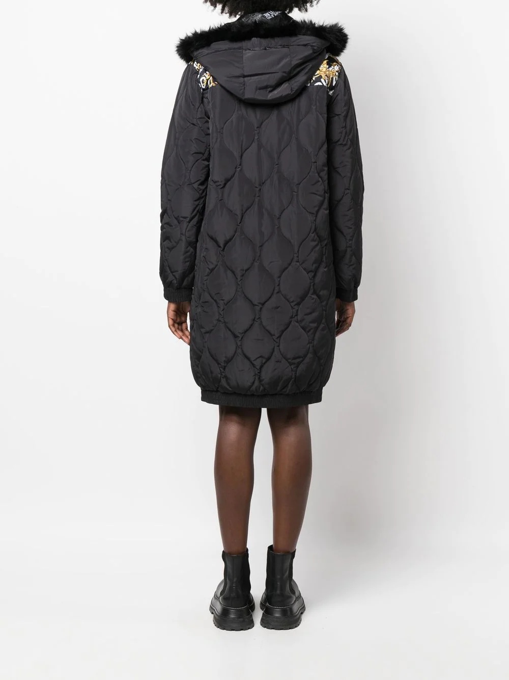 graphic-print quilted coat - 4