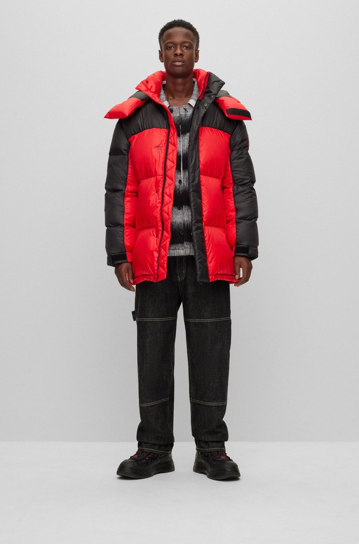 WATER-REPELLENT PARKA WITH RED-RUBBER LOGO BADGE - 4