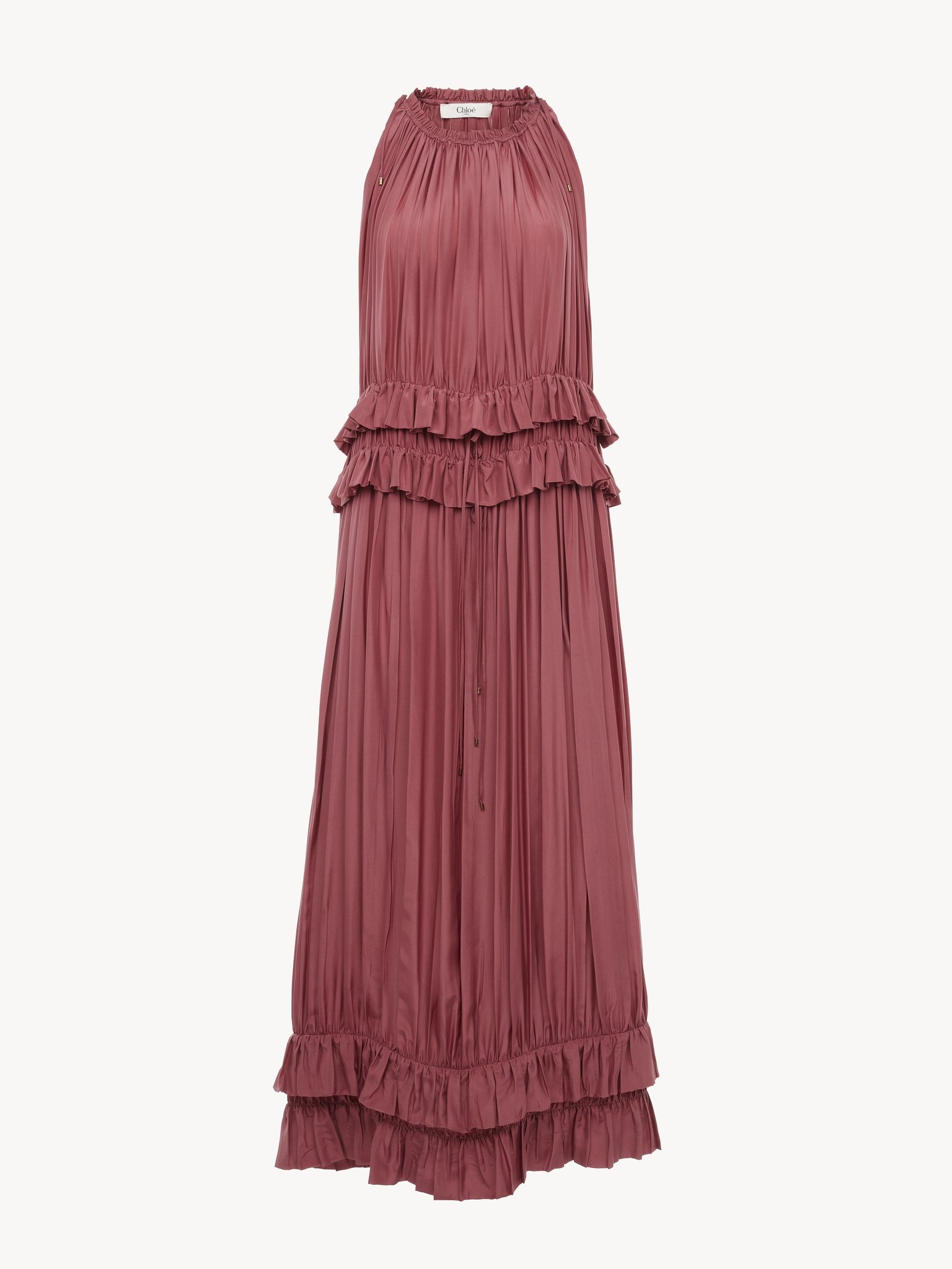 SLEEVELESS LONG DRESS IN WASHED SILK PONGÉ - 2