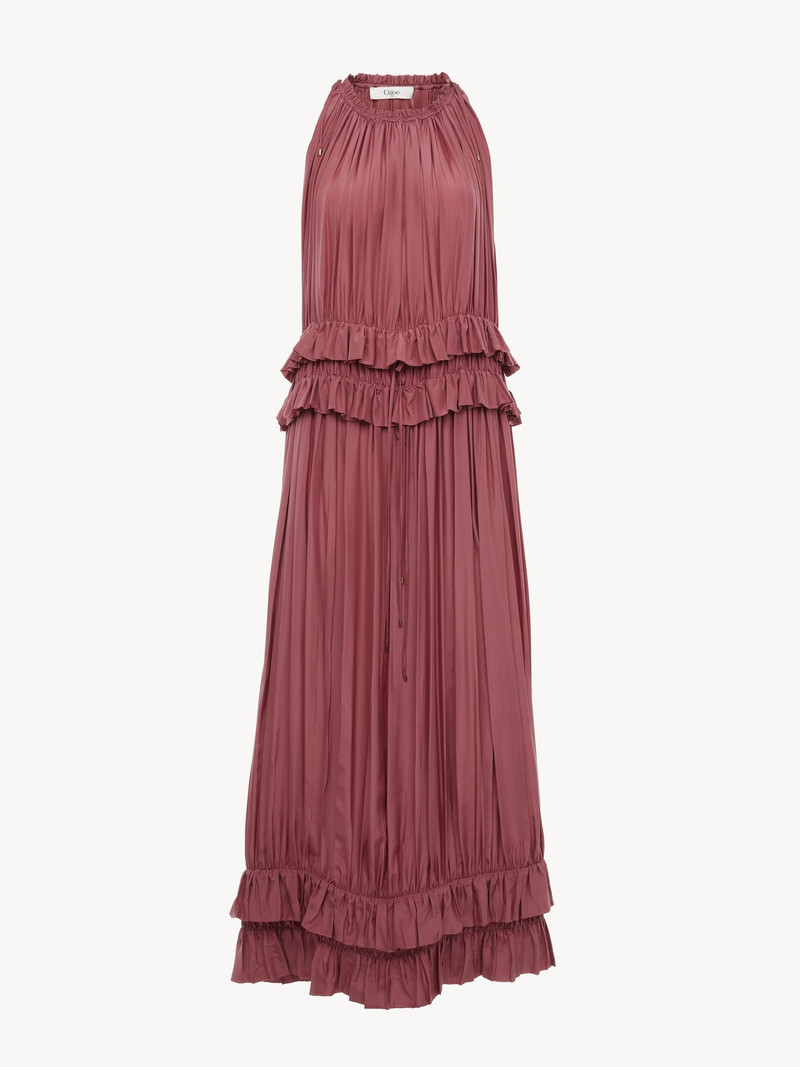 Chloé SLEEVELESS LONG DRESS IN WASHED SILK PONGÉ outlook