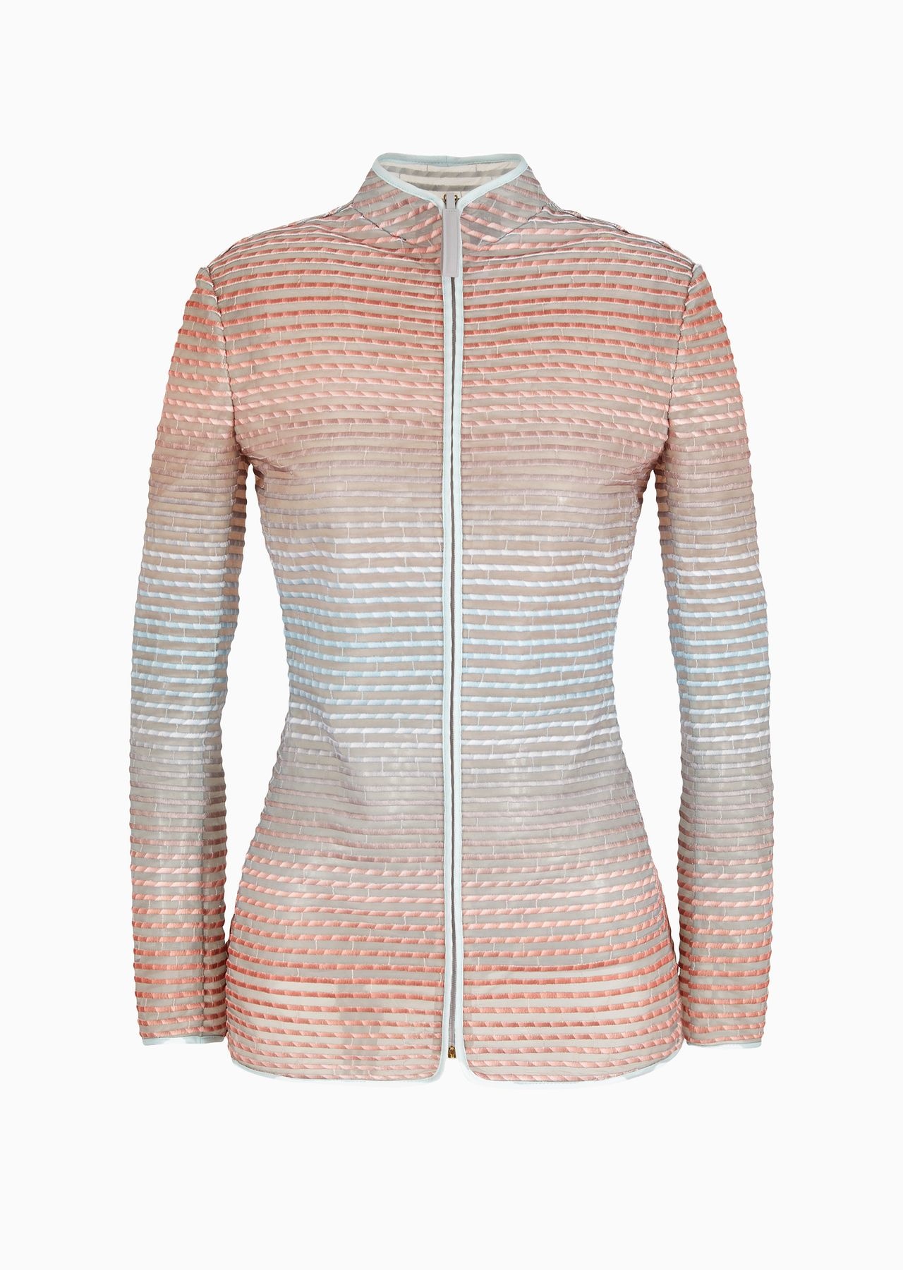 Single-breasted zipped jacket in an embroidered gradient fabric - 1