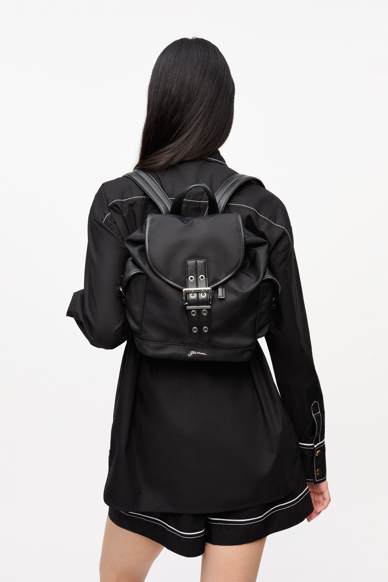 BLACK SMALL BUCKY NYLON BACKPACK - 3