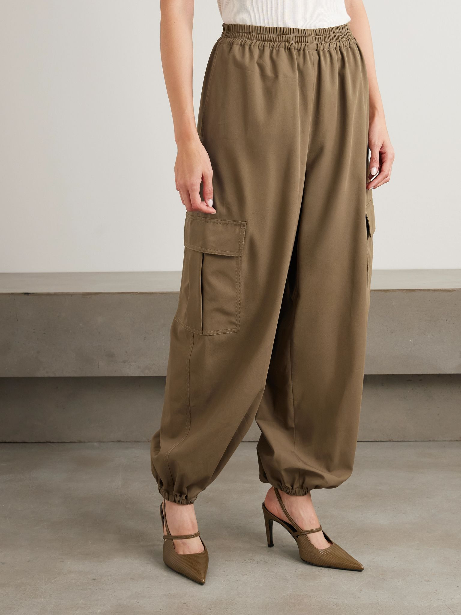 Glauco cotton-twill tapered pants Brown - 3