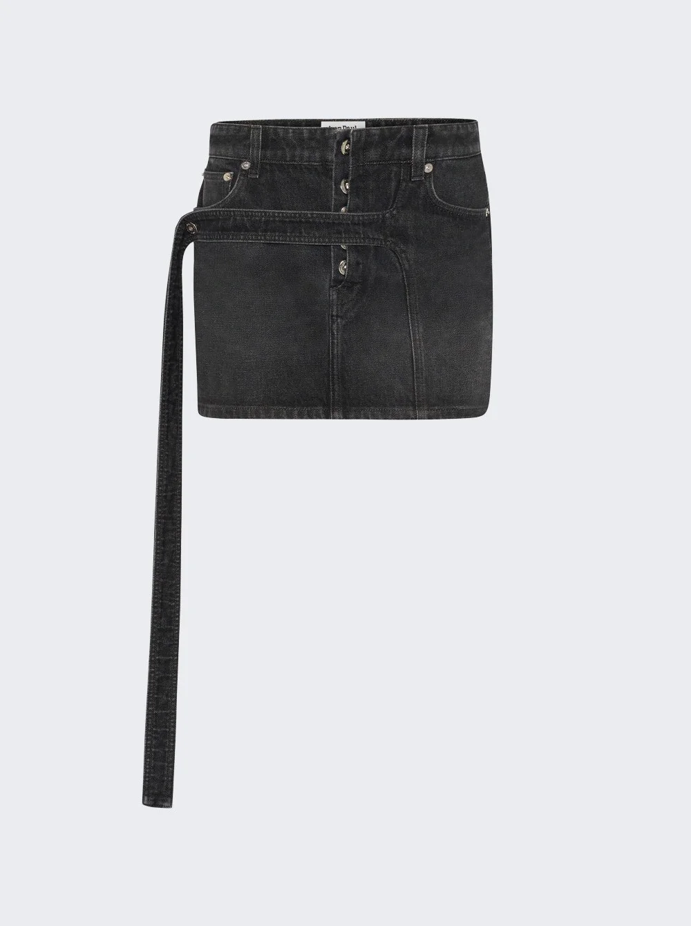 Denim Strap Mini Skirt Vintage Black - 1