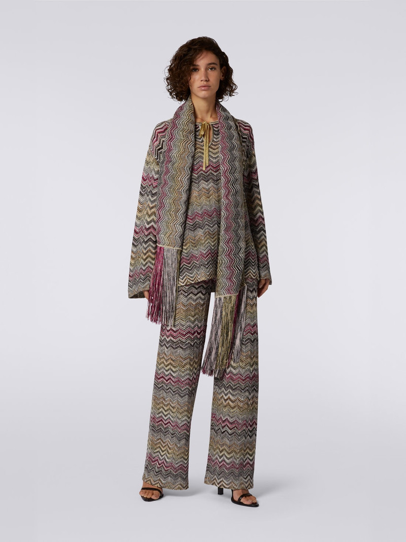 Missoni Multicoloured chevron straight trousers outlook
