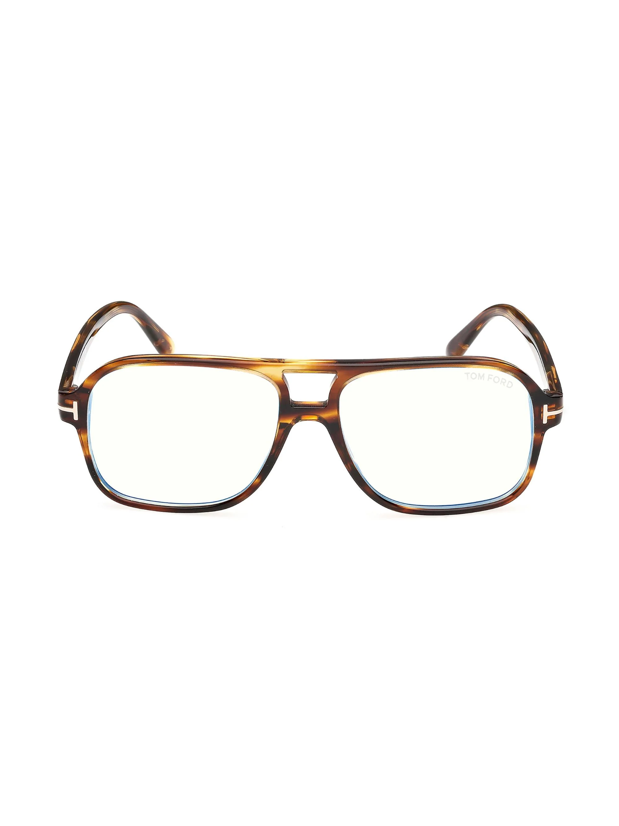Men's Navigator 58MM Blue Block Glasses - Shiny Striped Brown Havana - 1