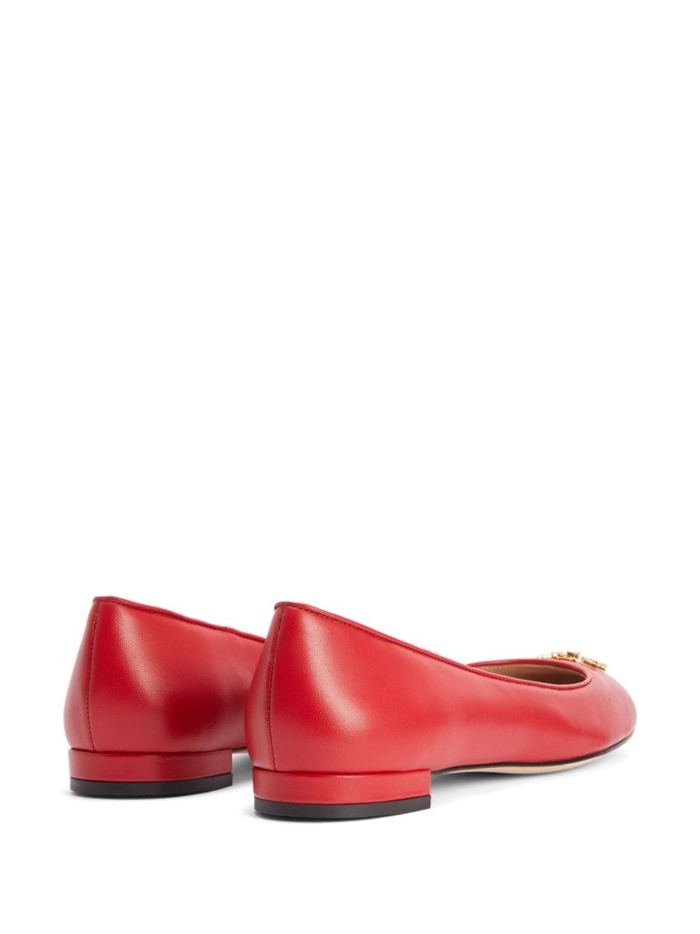 logo-plaue leather ballerina shoes - 3