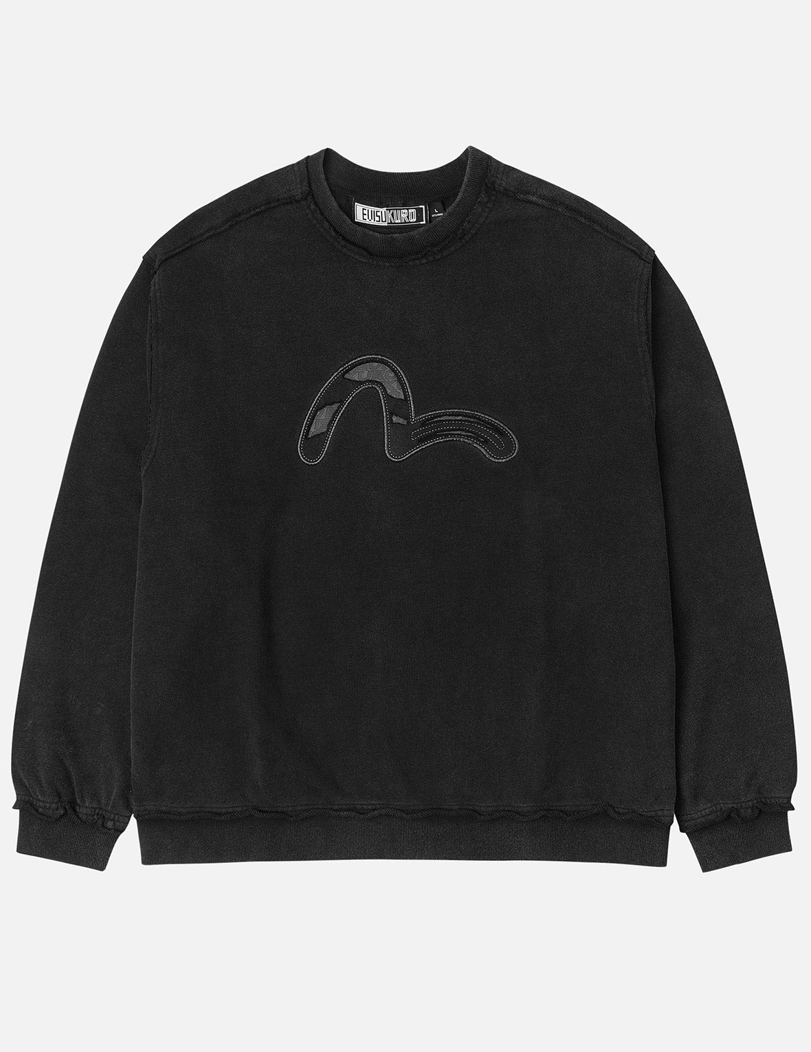 Acid-wash and Distressed Seagull Appliqué Relax Fit Sweatshirt - 3
