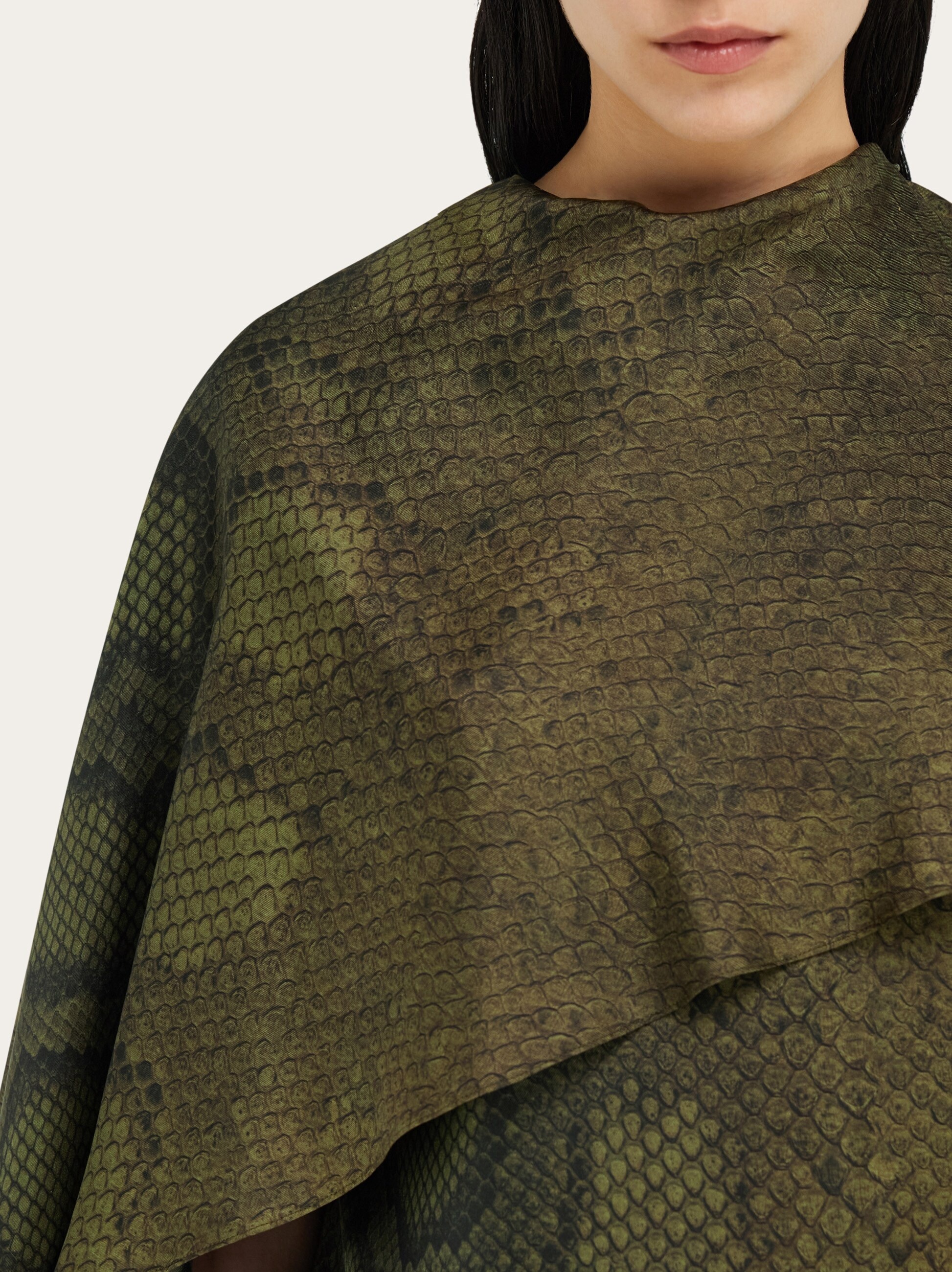 Python print silk shirt with cape detail - 5