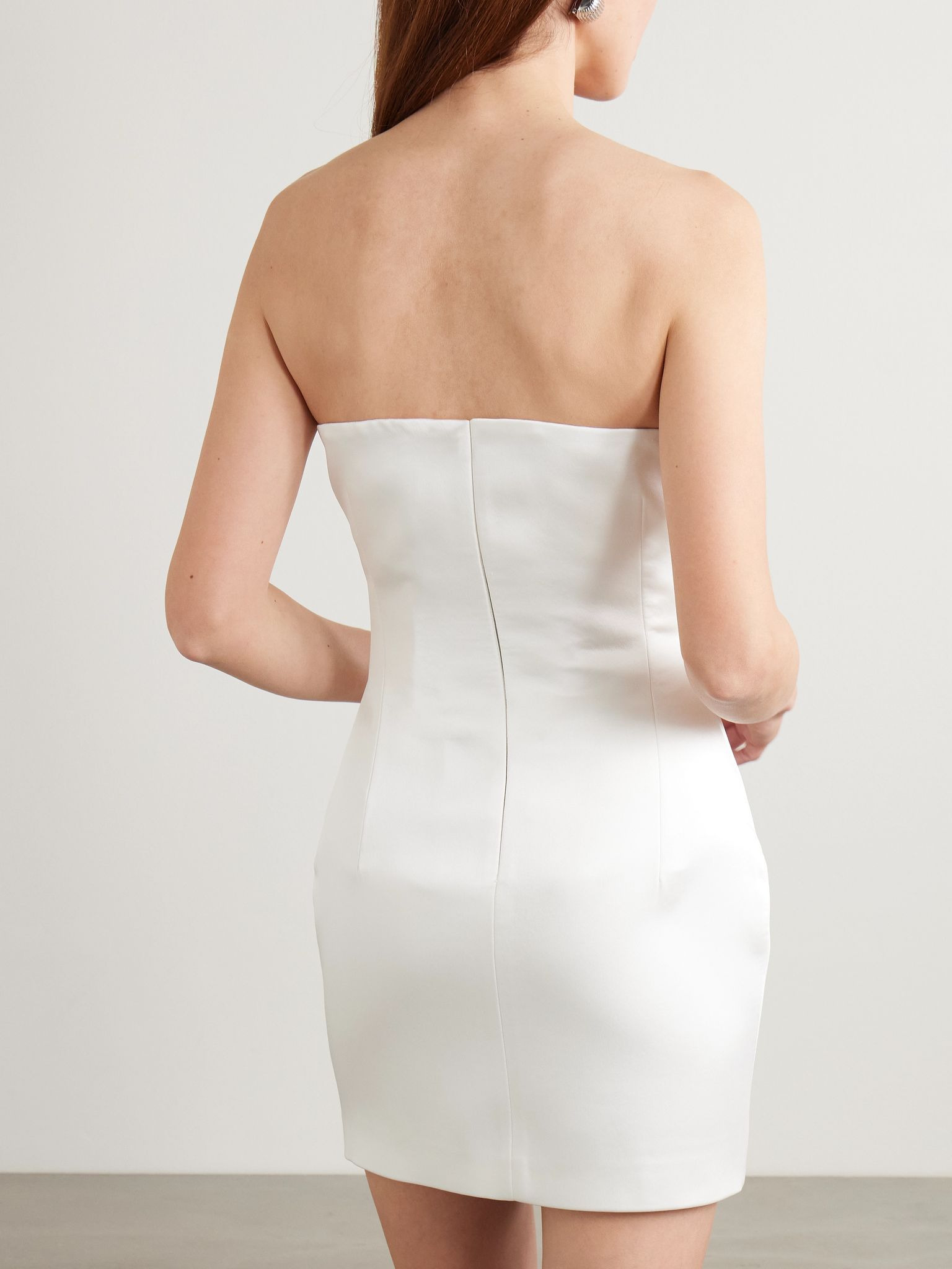 Noele strapless crystal-embellished satin mini dress White - 3