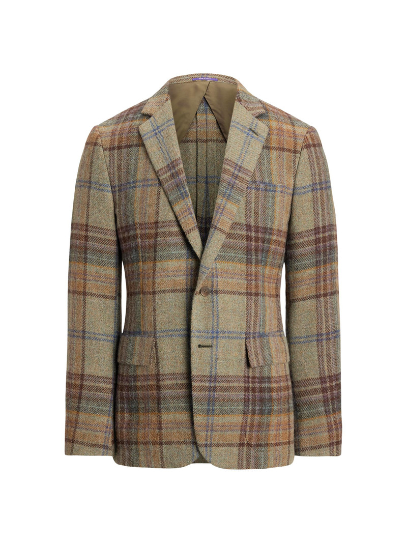 Men's Kent Hand-Tailored Plaid Wool Sportcoat - Sage Brown Tan Multi 1
