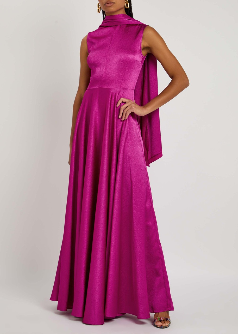 Solace London Emelia Draped Satin Maxi Dress - 4