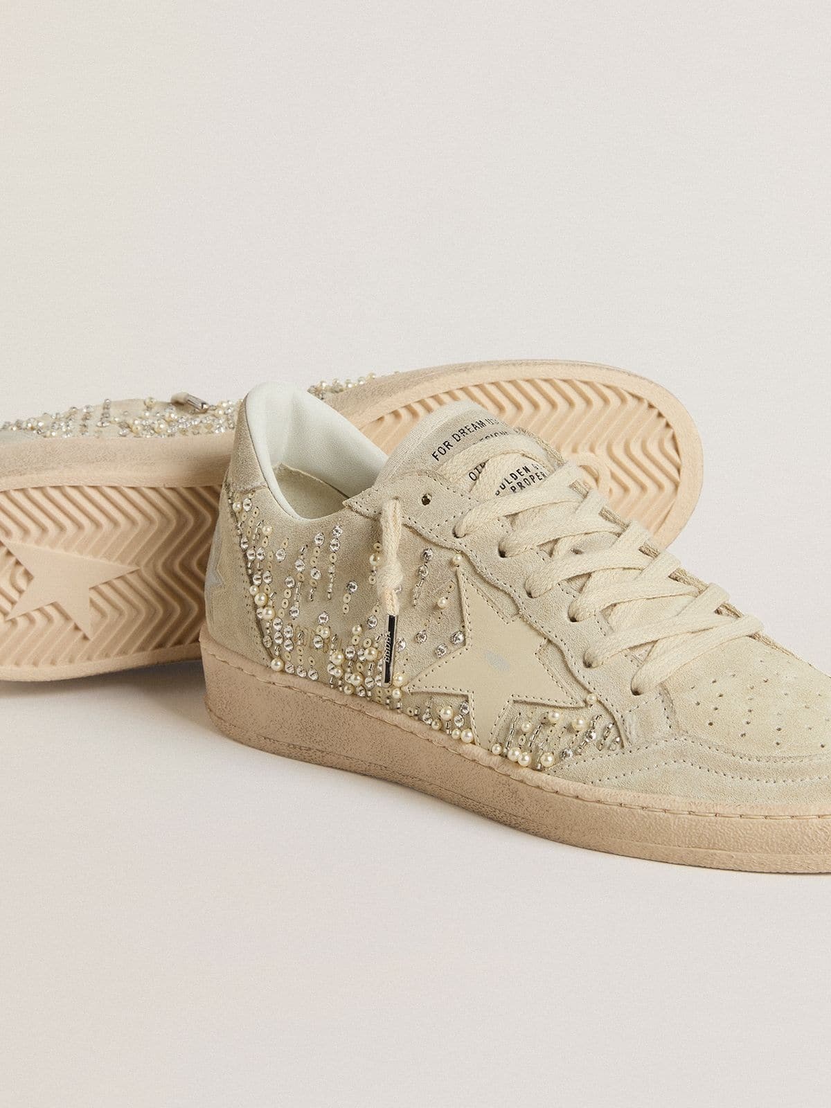 Ball Star in suede with Swarovski crystals and pearls and leather star - 3