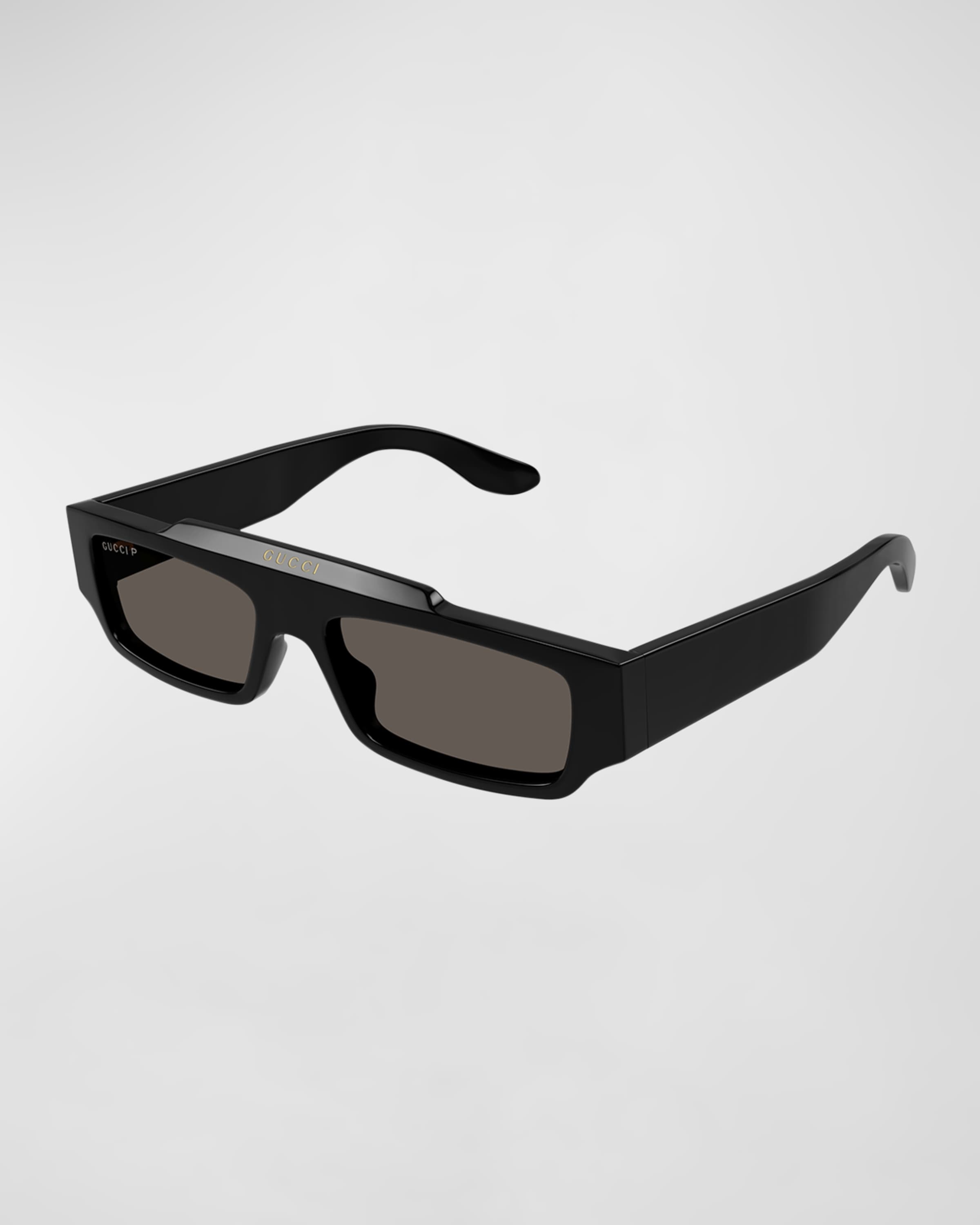 Men's Rectangle Acetate Sunglasses with Raised Logo - 1