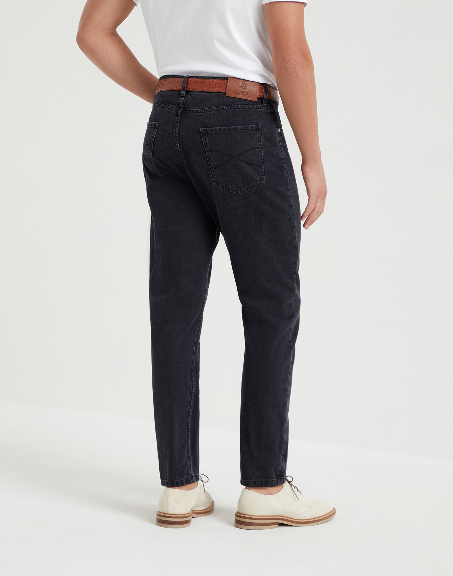 Greyscale denim iconic fit five-pocket trousers - 2