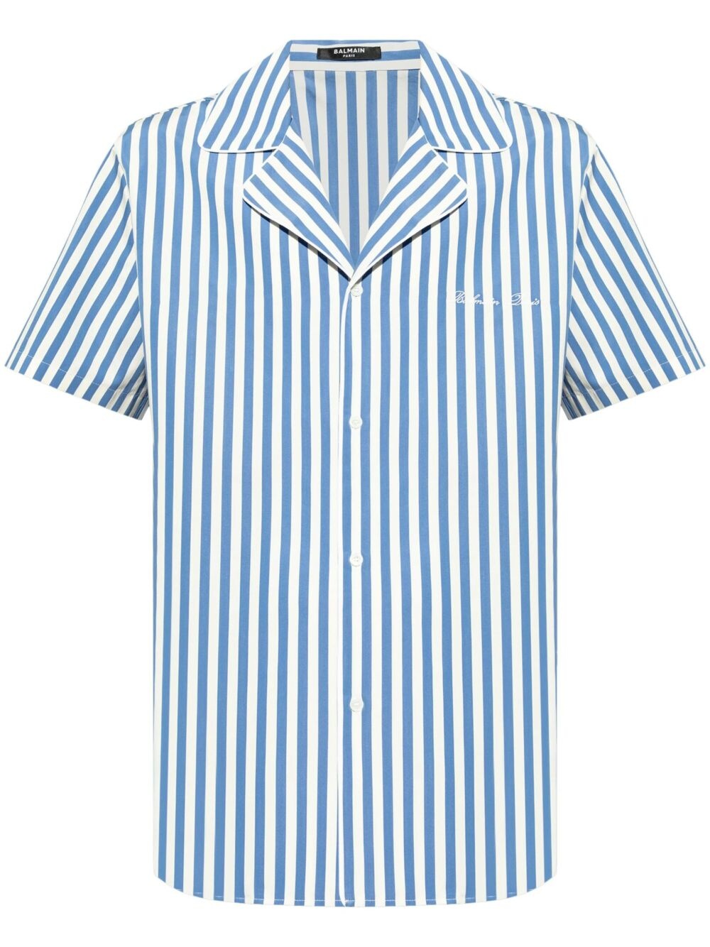 Striped cotton short-sleeved pajama shirt - 1