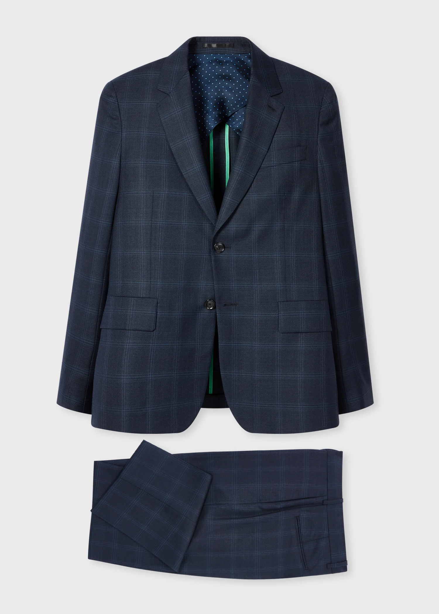 Navy Wool Check Suit - 1