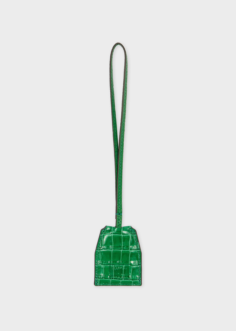 Green Croc-Emboss Leather Keyring 1