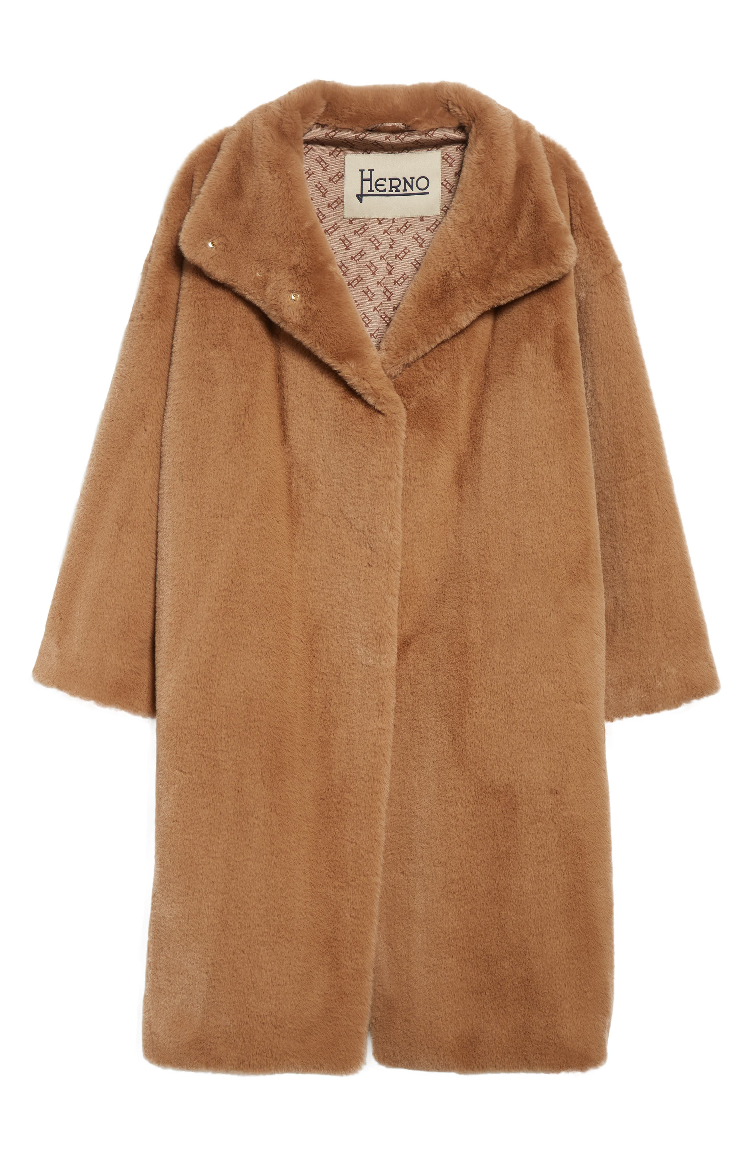 Herno Dropped Shoulder Faux Fur Coat in Cammello at Nordstrom - 6